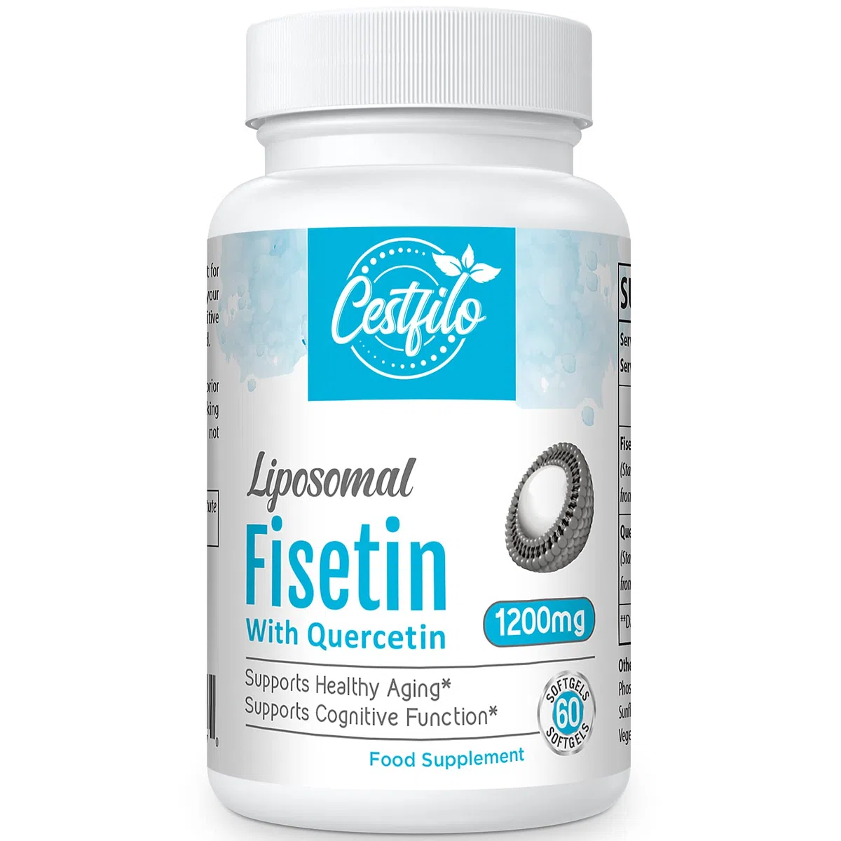 Liposomal Fisetin avec Quercétine 60 softgels - Hautement dosé 1200 mg par serving - Maximum availability - Anti-âge naturel sénolytique de Cestfilo (60 unité (Lot de 1))