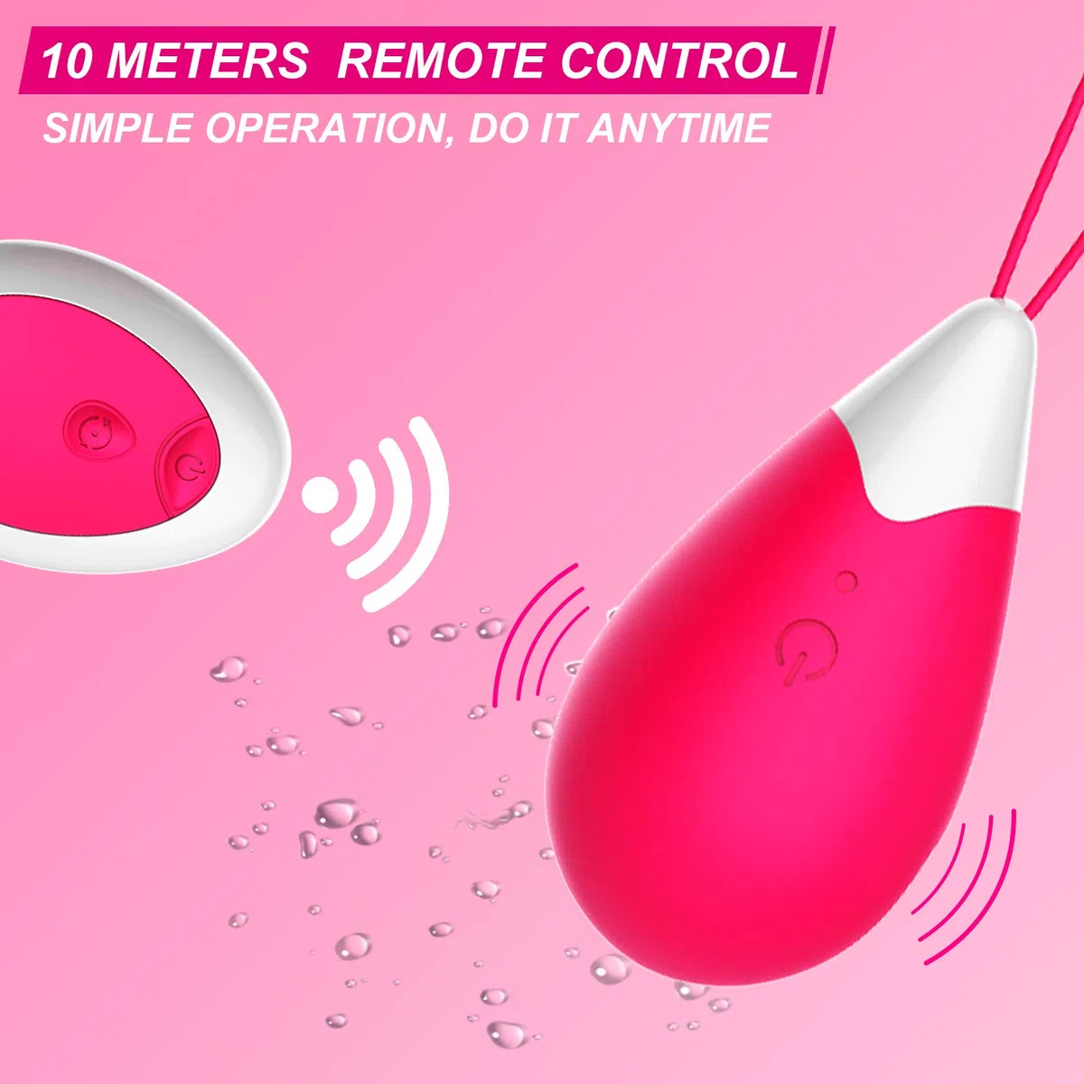Boule de Geisha, Masseur Feminin Exerciseur Renforcer Portable Silicone Sans Fil 10 Modes, Souple et Étanche avec Télécommande pour Femme Renforcer les Muscle Plancher Pelvien (Rosa)