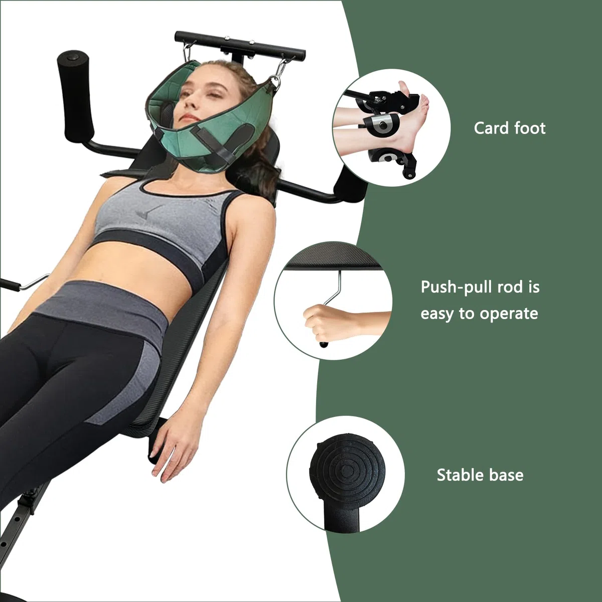 Table de traction dorsale réglable, appareil d’étirement du dos, longueur ajustable de 145 à 190 cm, avec protection airbag pour la taille, table d’étirement du dos, étirement décompressif du cou