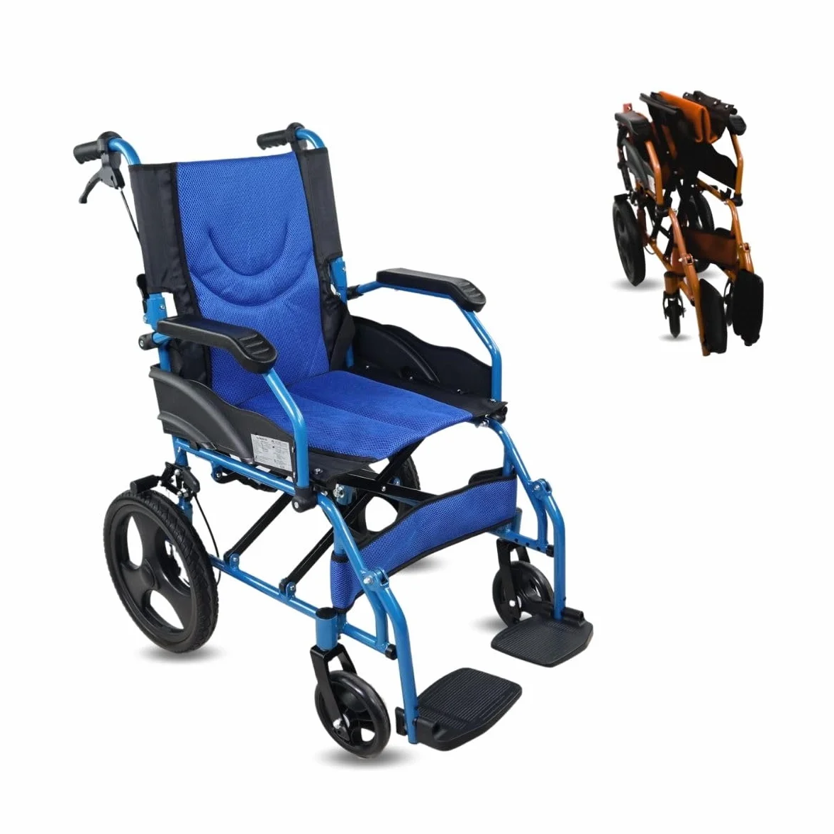 Mobiclinic, Fauteuil roulant de transit, Mod pirámide, Aluminium, Pliable, Frein sur poignées, Pour personnes âgées, Repose-pieds, Accoudoirs, Léger, Siège 46 cm,
