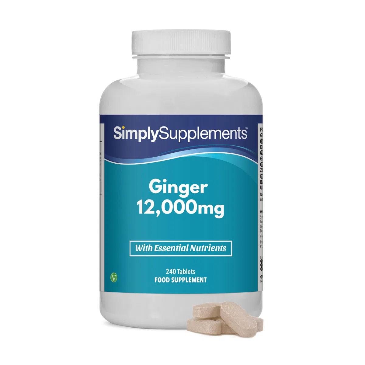 Comprimés de Gingembre | Soutien Articulations, Os, Énergie | Calcium & Manganèse | 240 Comprimés Haute Puissance = 4 Mois | Végan | GMP Certifié, Fabriqué au Royaume-Uni