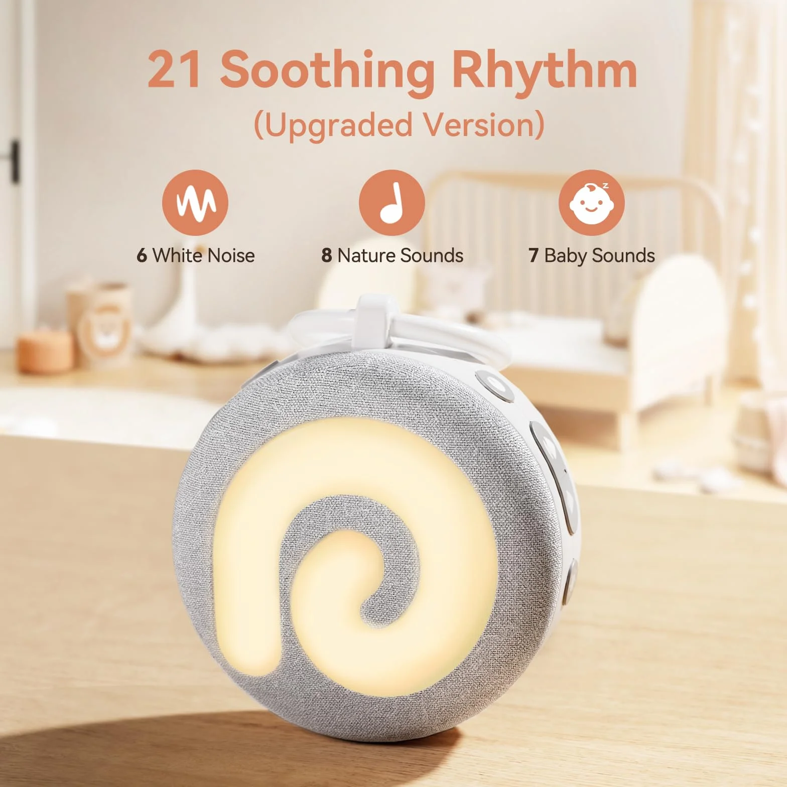 Dreamegg Machine à Bruit Blanc Bebe Portable, White Noise Machine avec Veilleuse Bébé pour Enfant Adulte–21 Sons Apaisants, USB Rechargeable, Idéal pour la chambre & voyages, Cadeau Nouveau-né, D11