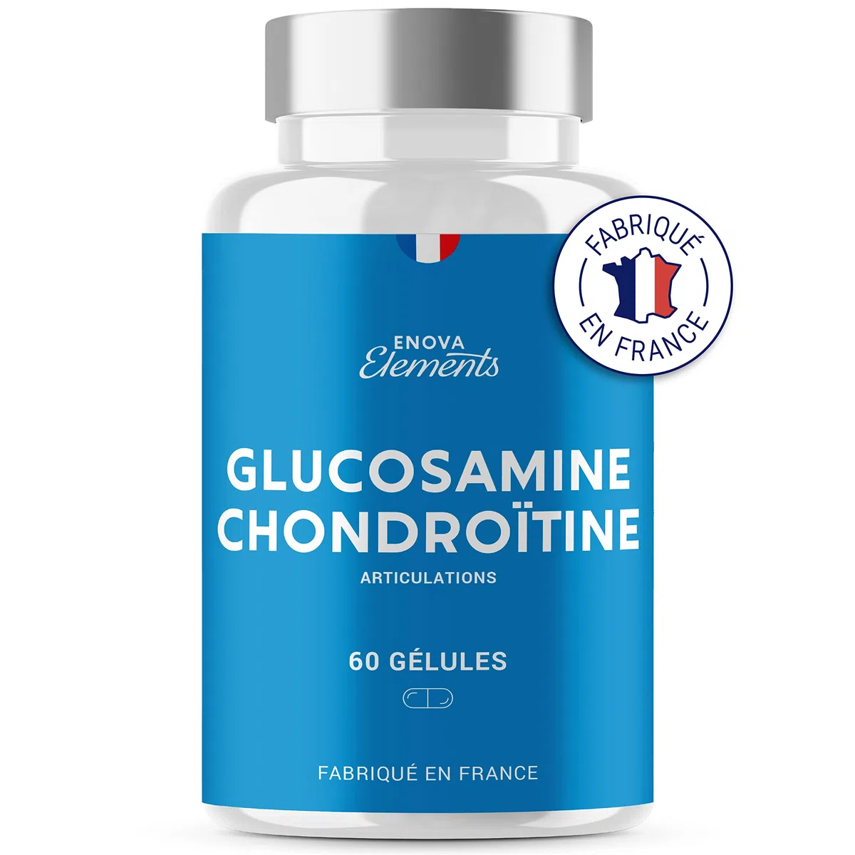 GLUCOSAMINE + CHONDROÏTINE | Articulations douloureuses, Mobilité | 60 gélules | Complement alimentaire | Fabriqué en France | Glucosamine chondroïtine