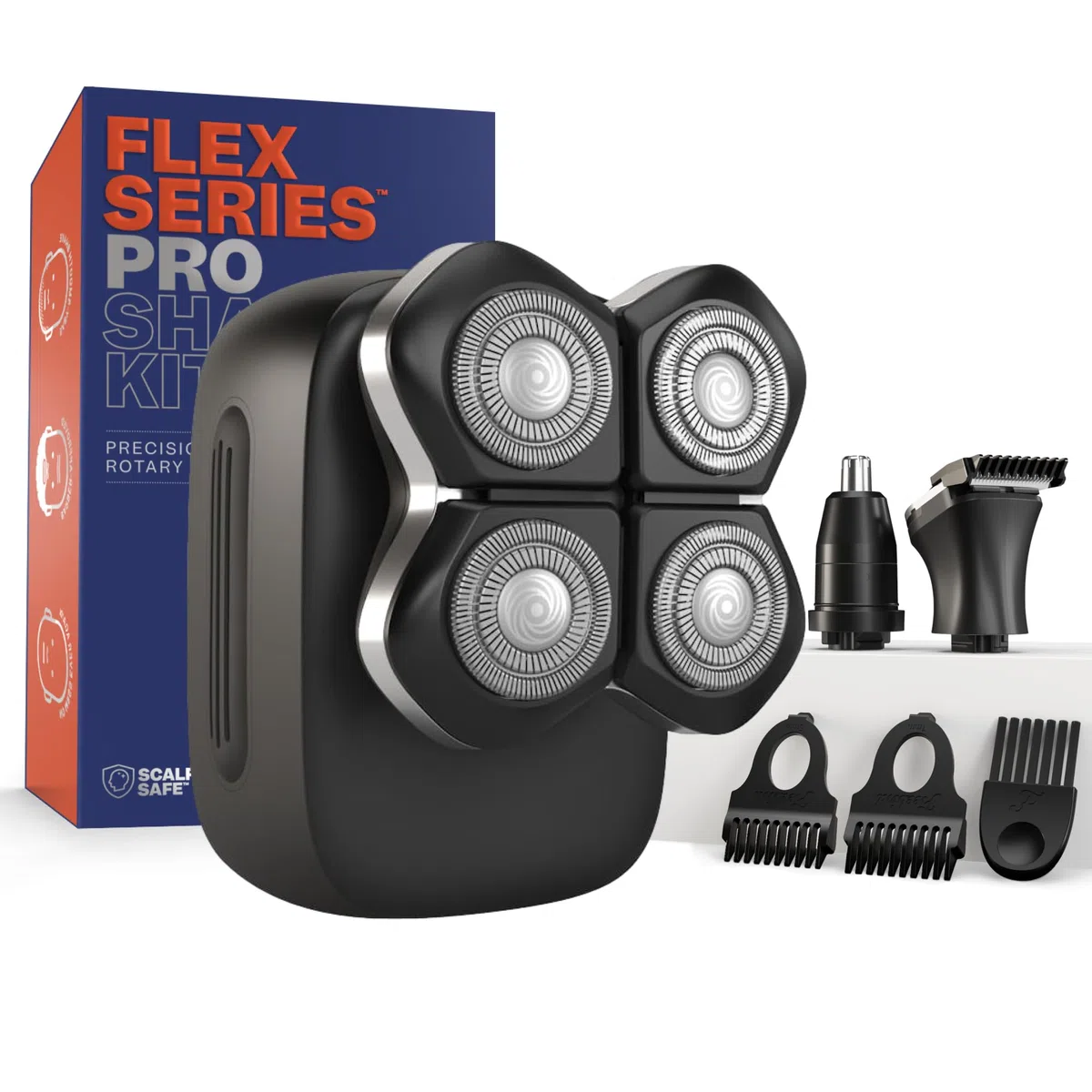 Freebird Rasoir électrique pour tête et corps – Rasoir étanche sans fil avec lames rotatives (FlexSeries Pro, kit de rasage)