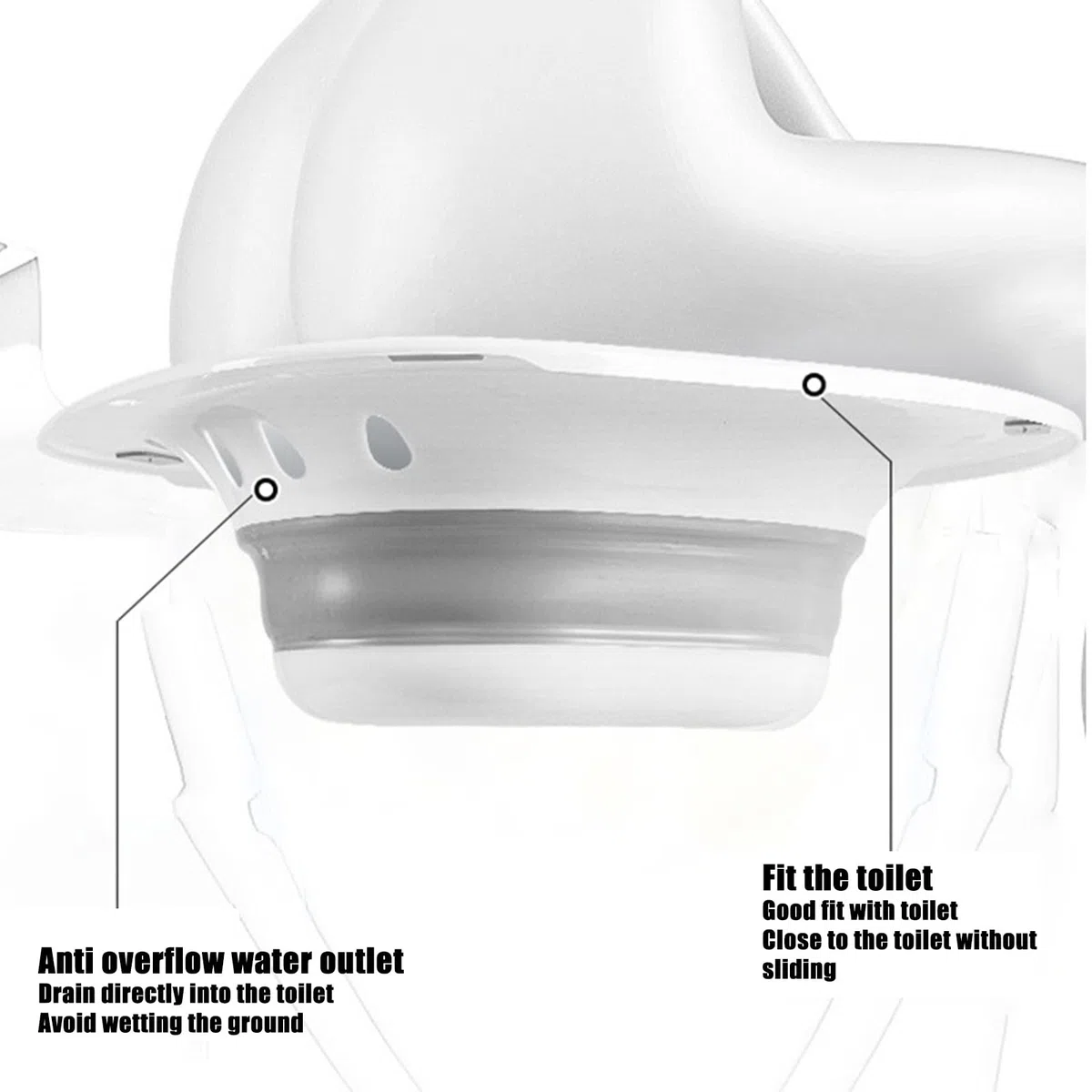 Garosa Bain de Toilette Lavable avec Chasse d'eau Soins Post-Partum Apaise Les Hémorroïdes Siège de Toilette Pliable Bain Bidet sans Accroupissement et Jetable Gris