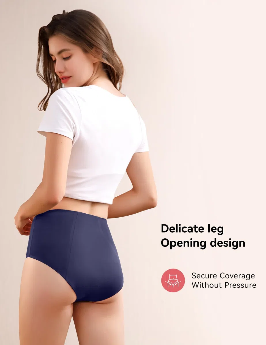 Carer Lot de 2 Culottes d'Incontinence pour Femmes à Haute Absorption Sous-vêtements Menstruels avec Protection Jour et Nuit Culottes Protectrices Taille Haute pour les Règles 50ML à 100ML Bleu XXL