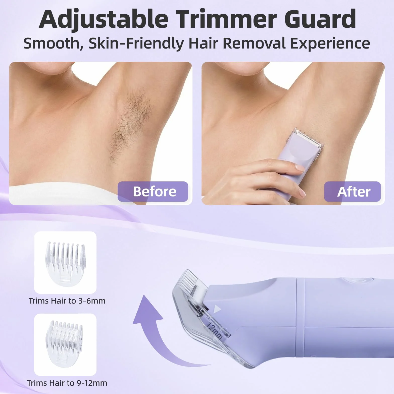 Carehabi Rasoir Electrique Femme 3 en 1 Epilateur Electrique Femme Tondeuse Femme Intime Rasoir Femme avec Affichage LED étanche IPX6 pour Bikini, Aisselles, Jambes