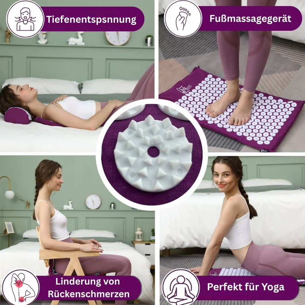 Tapis d'acupression et oreiller d'acupression pour massage et soulagement de la douleur, ensemble d'acupression pour la relaxation, la stimulation et la méditation, tapis d'acupression