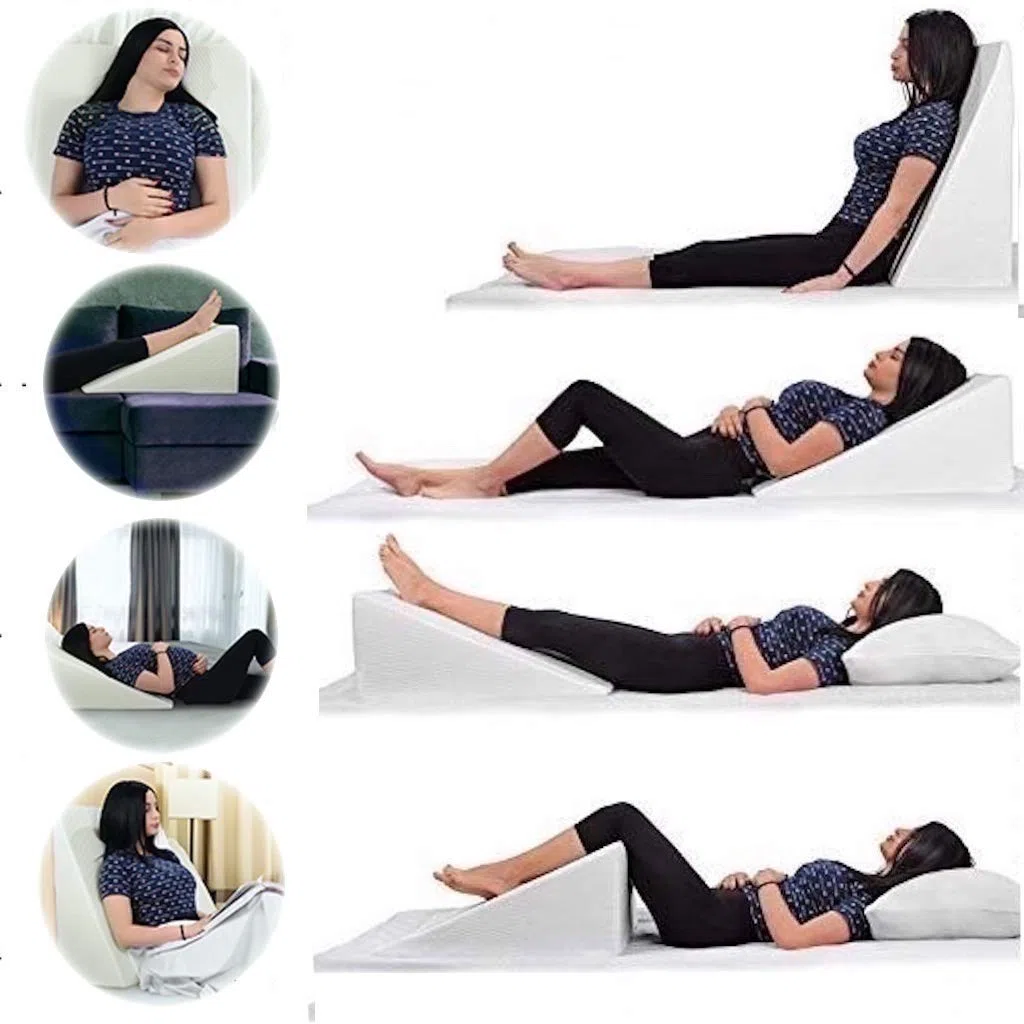 ACHETER TOUT ICI Grand oreiller orthopédique compensé pour adultes, reflux acide, oreiller de soutien incliné, réduit les ronflements, les douleurs au dos, aux jambes, aux brûlures d'estomac, soutien