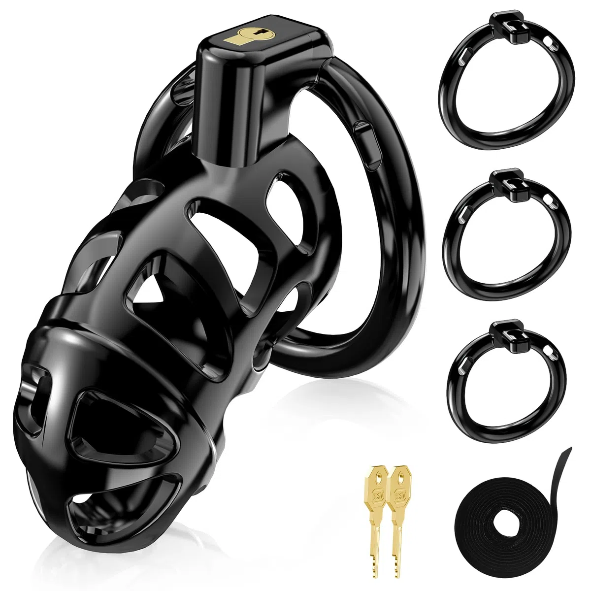Cages de Chasteté Nouvelle Version de Gethorny - Cage à Pénis 3D Légère avec 3 Tailles Anneaux de Pénis Amovibles pour Empêcher L'érection, Bondage SM avec Ceinture de Chasteté Sex Toýs Couple