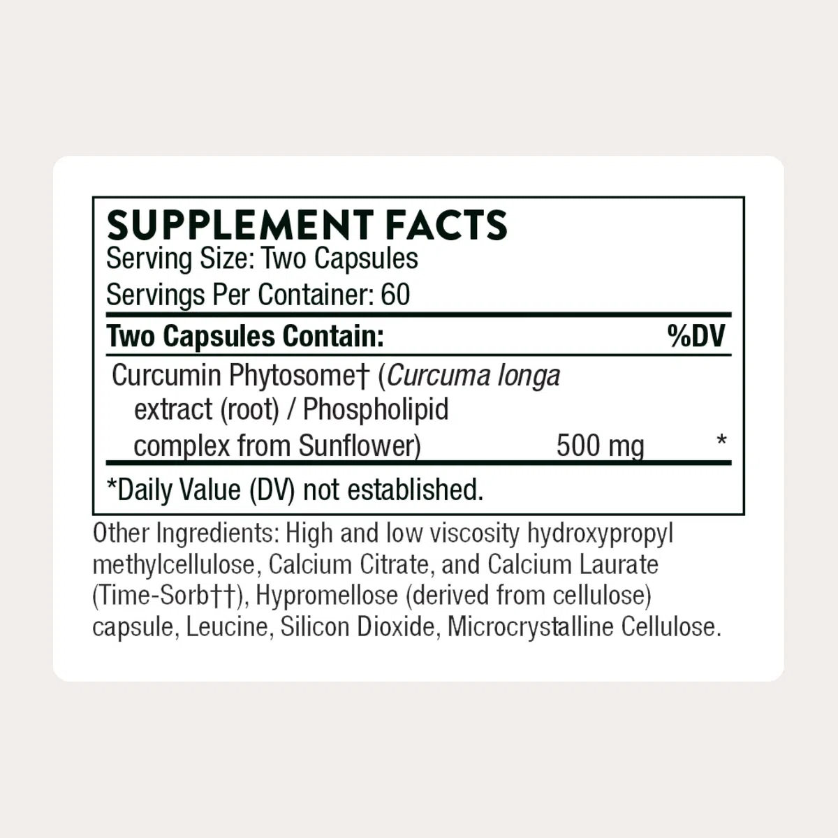Thorne Curcumin Phytosome 500 mg (Meriva) - Curcumine à Libération Prolongée, Haute Absorption - Soutient une Réponse Inflammatoire Saine dans les Articulations et les Muscles - 120 Capsules