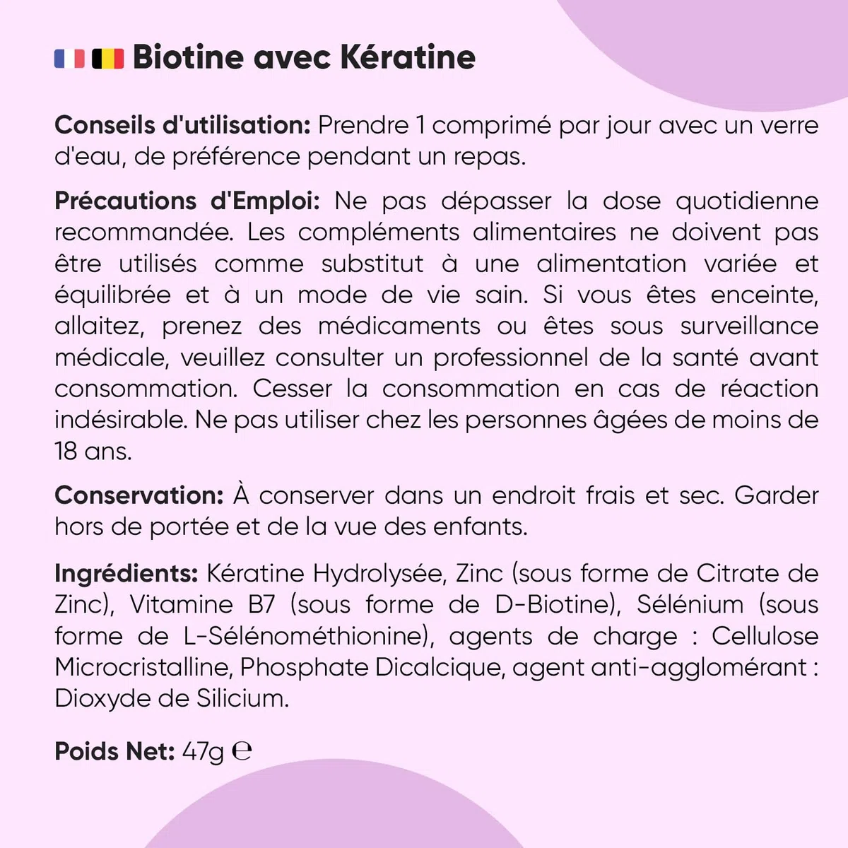 Biotine Cheveux avec Selenium, Zinc et Kératine - 400 Micro Comprimés Vegan de Biotine Zinc Selenium +1 An de Stock - Selon l'EFSA, la biotine contribue au maintien d'une chevelure normale - sans OGM