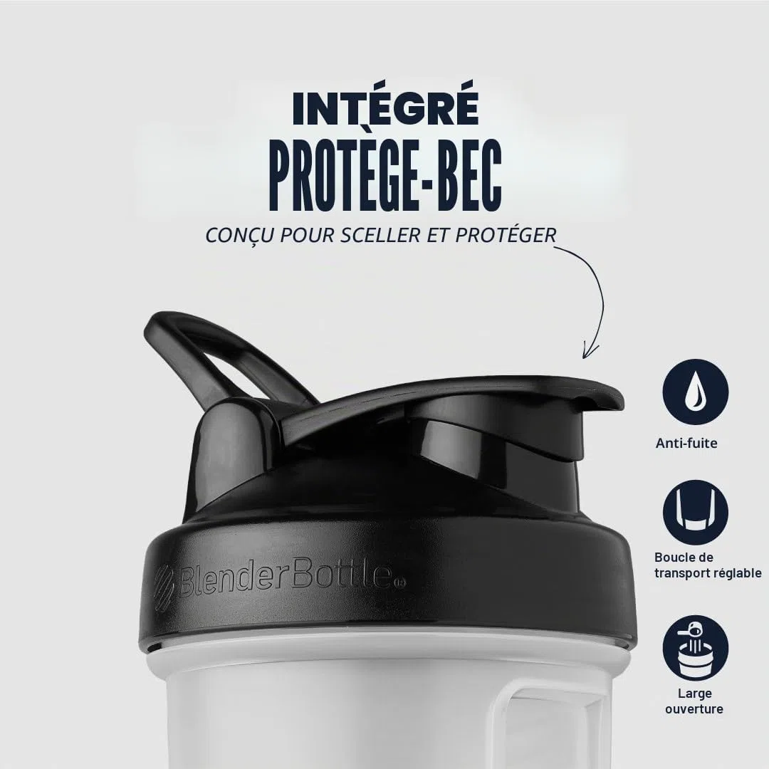 BlenderBottle Shaker Classic V2 avec Boule en Acier Inoxydable, Parfait pour Les Boissons protéinées, Passe au Lave-Vaisselle, 830 ML, Transparent/Noir