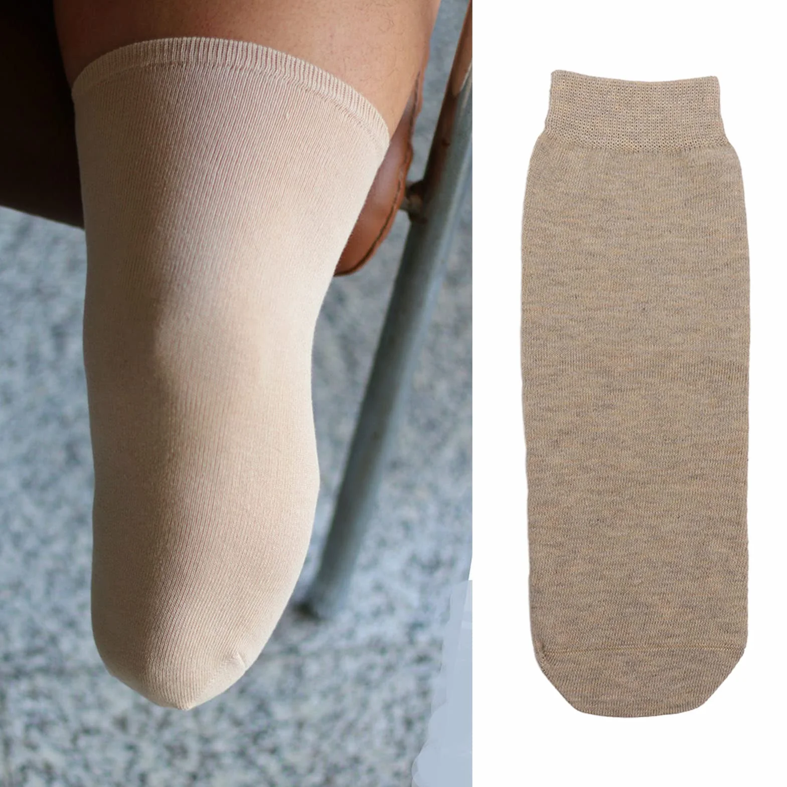 Lot de 5 Chaussettes pour amputé, Ensemble de Chaussettes pour Moignon, Rétrécissement élastique Respirant, Chaussettes Prothétiques Absorbant la Transpiration pour Amputation (L)