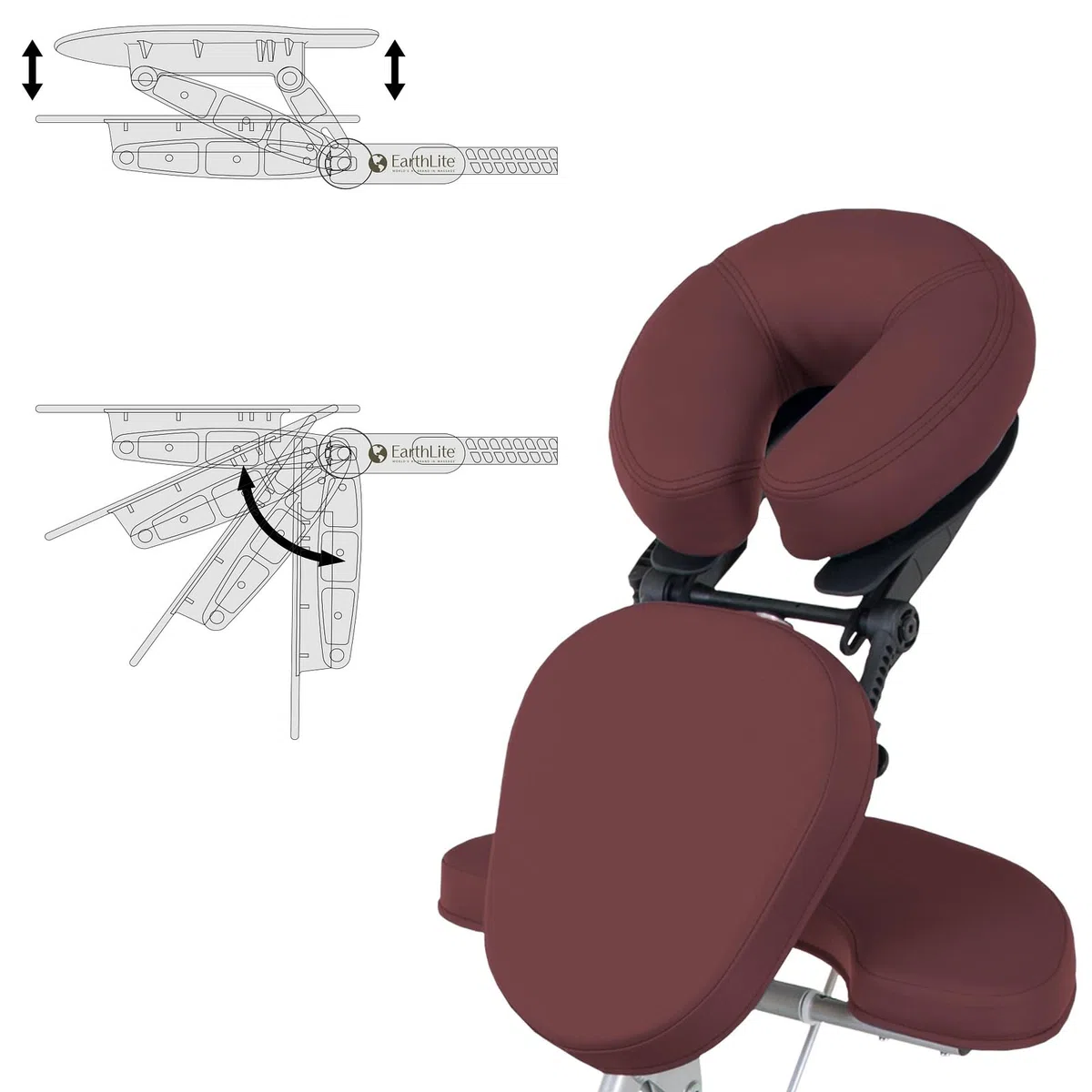 EARTHLITE Vortex Kit portable chaise de massage - Portable, compact, solide et léger (7 kg) incl. étui de rangement portable, coussin et sangle pour le sternum