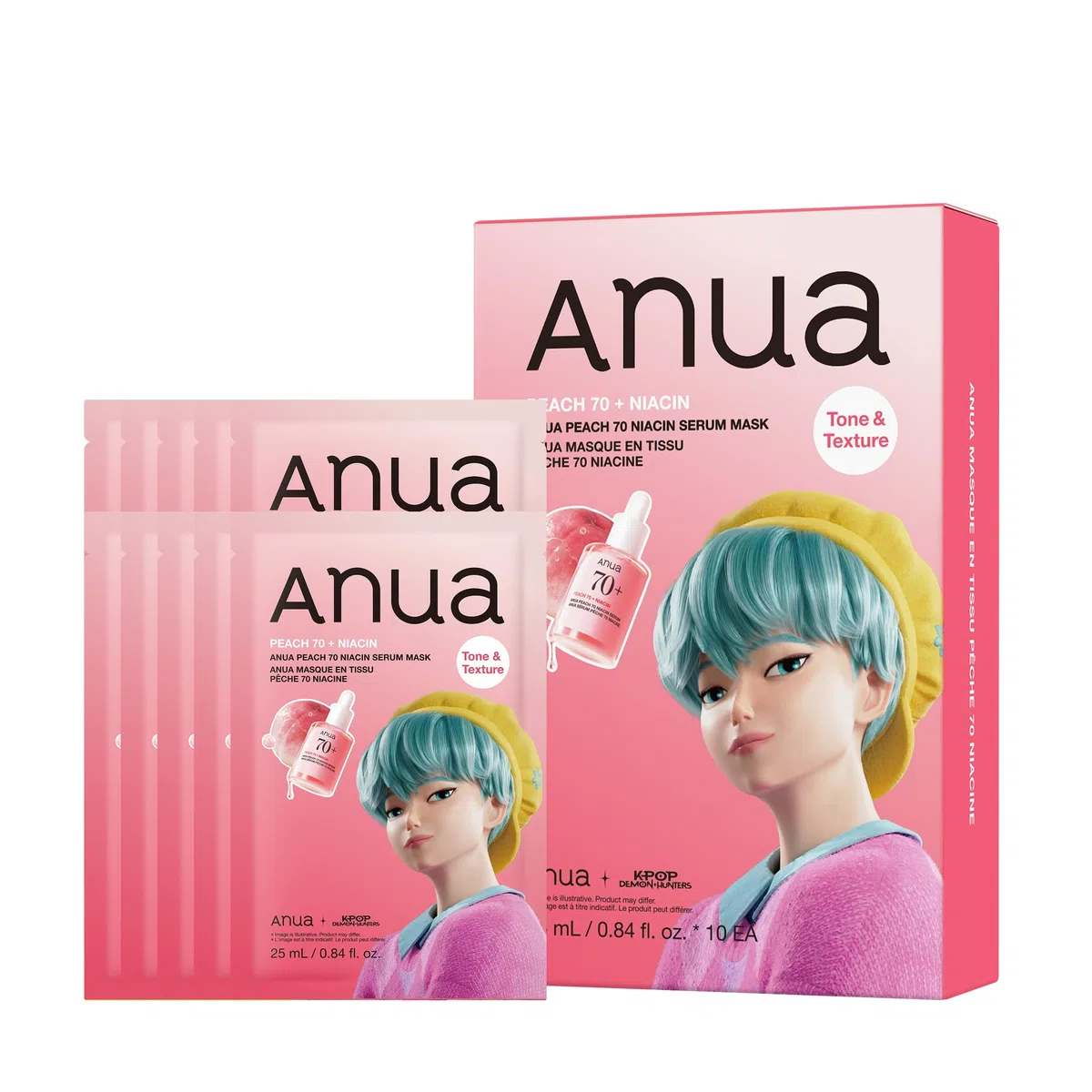 ANUA Masque Anua Mask, Hydrating Face Mask for Glass Skin, Dewy Glow and Firm Looking Skin, Korean Skincare, 10 Sheet (Peach)