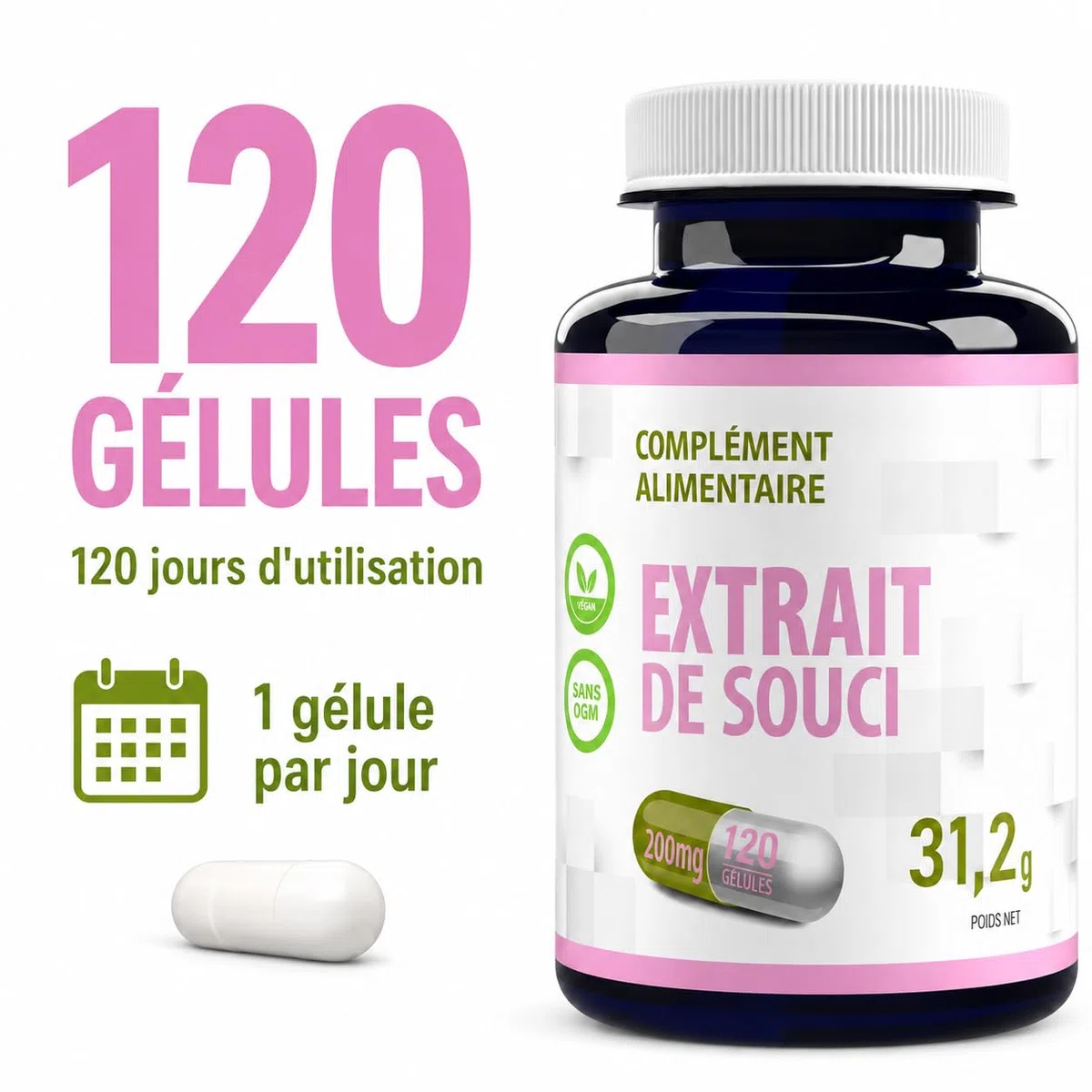 Hepatica Lutéine | 40 mg & Zéaxanthine 8 mg | extrait de souci 200 mg | 120 gélules végétales | Tagetes erecta | GMP & Testé en Laboratoire Indépendant