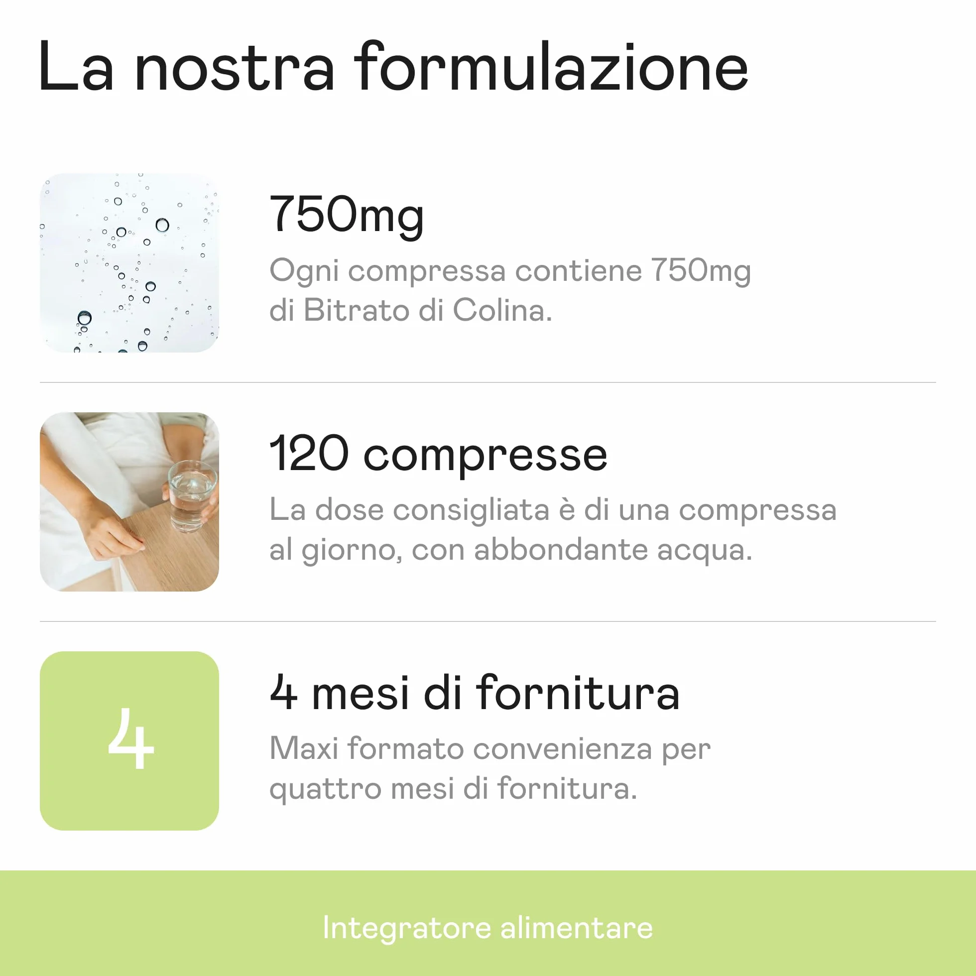 Choline Complément 120 cps Haute Dosage - 1200 mg Choline Bitartrate purifie le foie pour fonction hépatique et métabolisme des graisses, action purifiante, désintoxication, fourniture 4 mois Made in