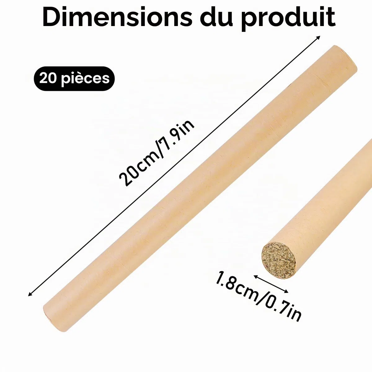 Moxa Lot de 20 rouleaux de moxa pour cigares 18 mm x 200 mm Bâtons de moxibustion Column Stick, bâtonnets de moxa pur naturel de qualité pour moxibustion douce, soins de santé, guérison partielle du
