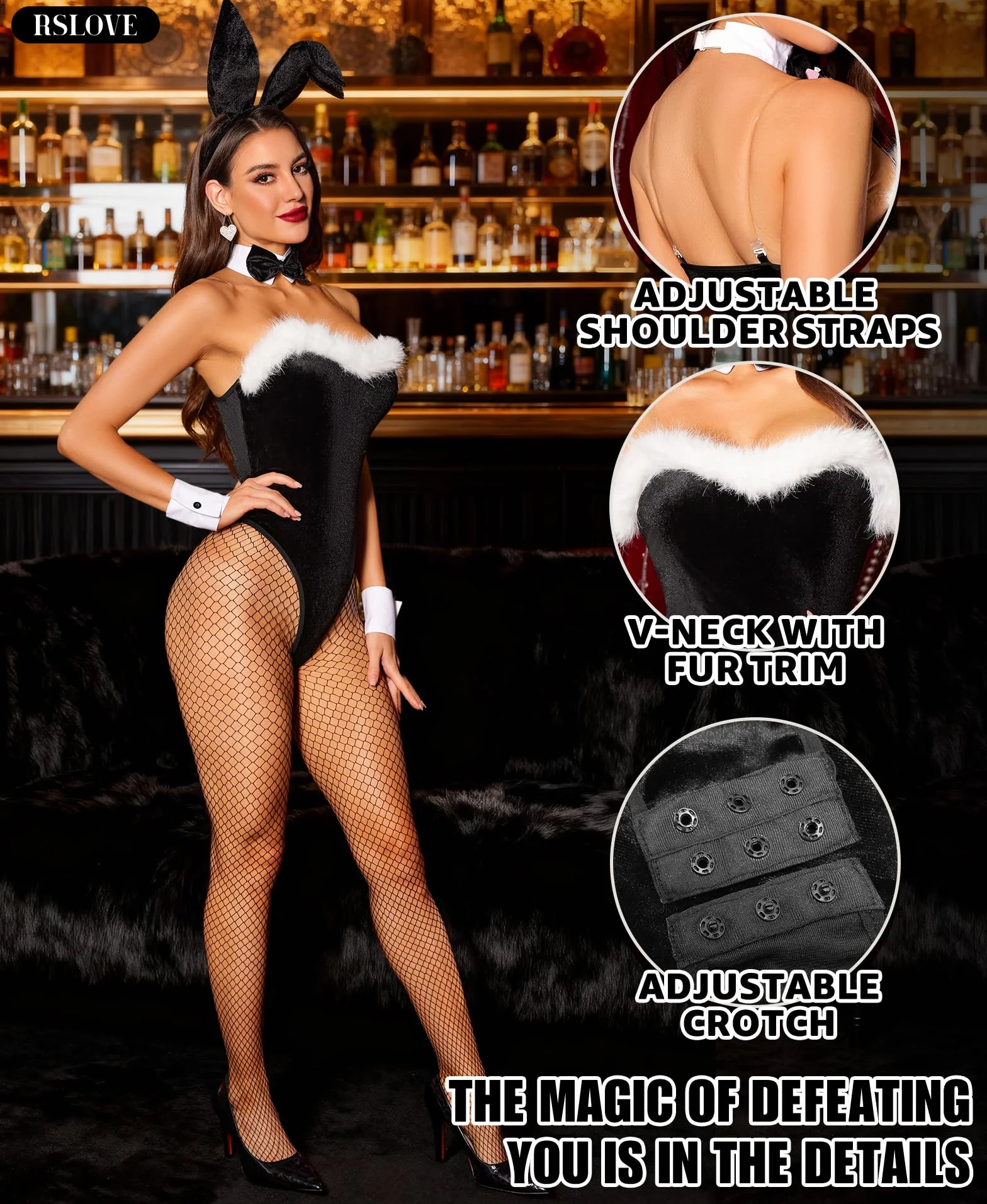 RSLOVE Halloween Costume Femme Sexy - Bunny Girl Cosplay Bunny Costume Deguisement Femme