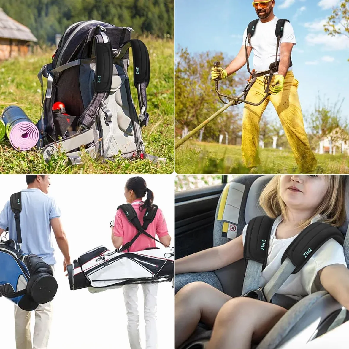 ZINZ 2-Pack Épaulière Universelle avec Coussin Ultra épais pour Sac à Bagages, Sac à Bandoulière, Long, Antidérapant et Respirant