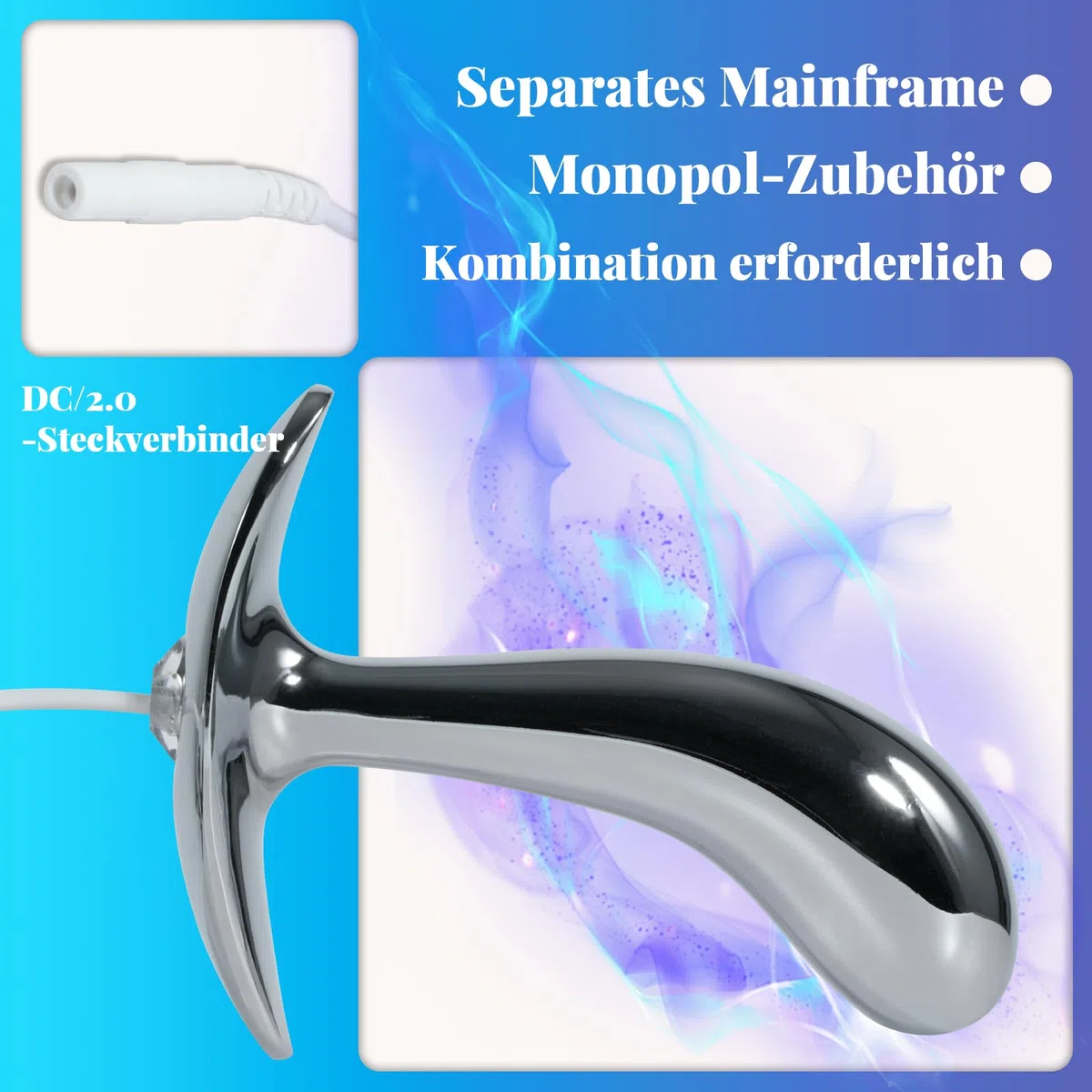 AMAZBEE Electroshock Sex Toys for Prostate Massage Analplug Sex Products Connected to a Power Source Stainless Steel Butt Plugs for Couples for Women (L)