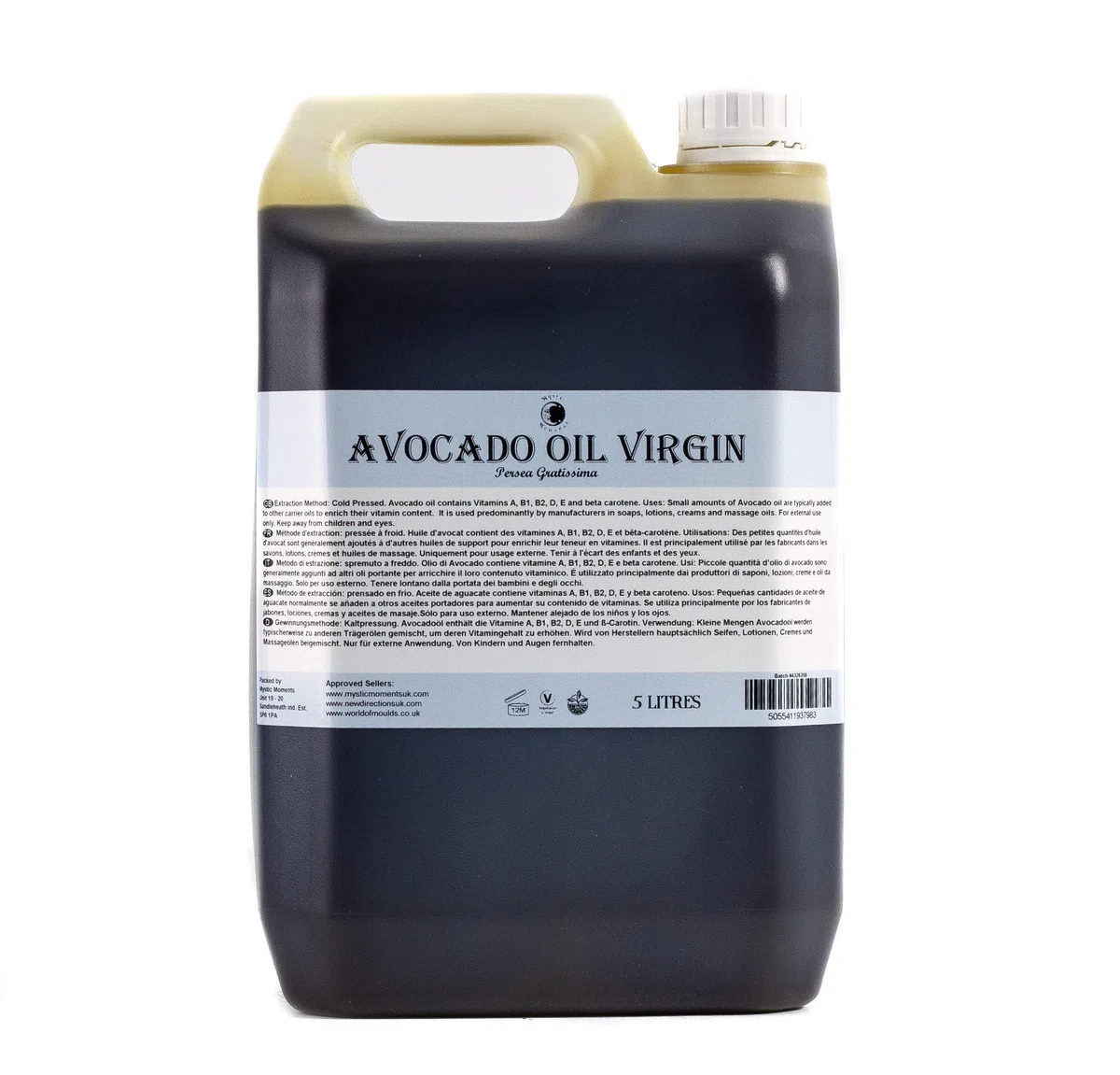 Mystic Moments Huile vierge d'avocat - 5 litres - 100 % pure