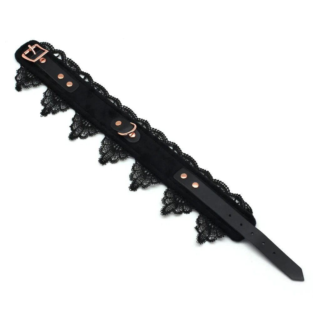 SMspade Collier en cuir avec kit de laisse Lace Collier en cuir avec kit de laisse pour femmes Lace (Noir)