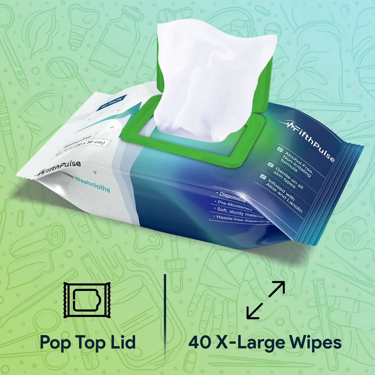 Lot de 80 lingettes jetables pour le corps pour adultes (2 x 40 paquets) – Débarbouillettes pour le bain des personnes âgées infusées à l'aloe vera et à la lanoline – Lingettes humides pour adultes