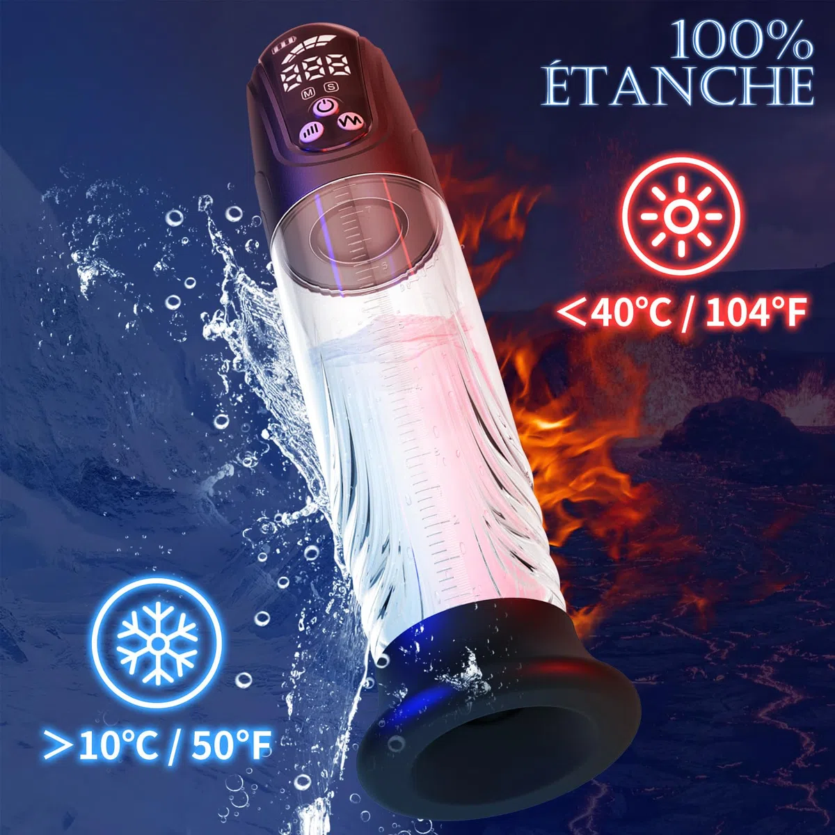 Pompe à Pénis pour Homme Sex – Pompes d'extension de pénis avec 4 pression et 4 modes de succion pour hommes le massage par aspiration, IPX7 wasserdicht Vakuum pumpe pompe pénis