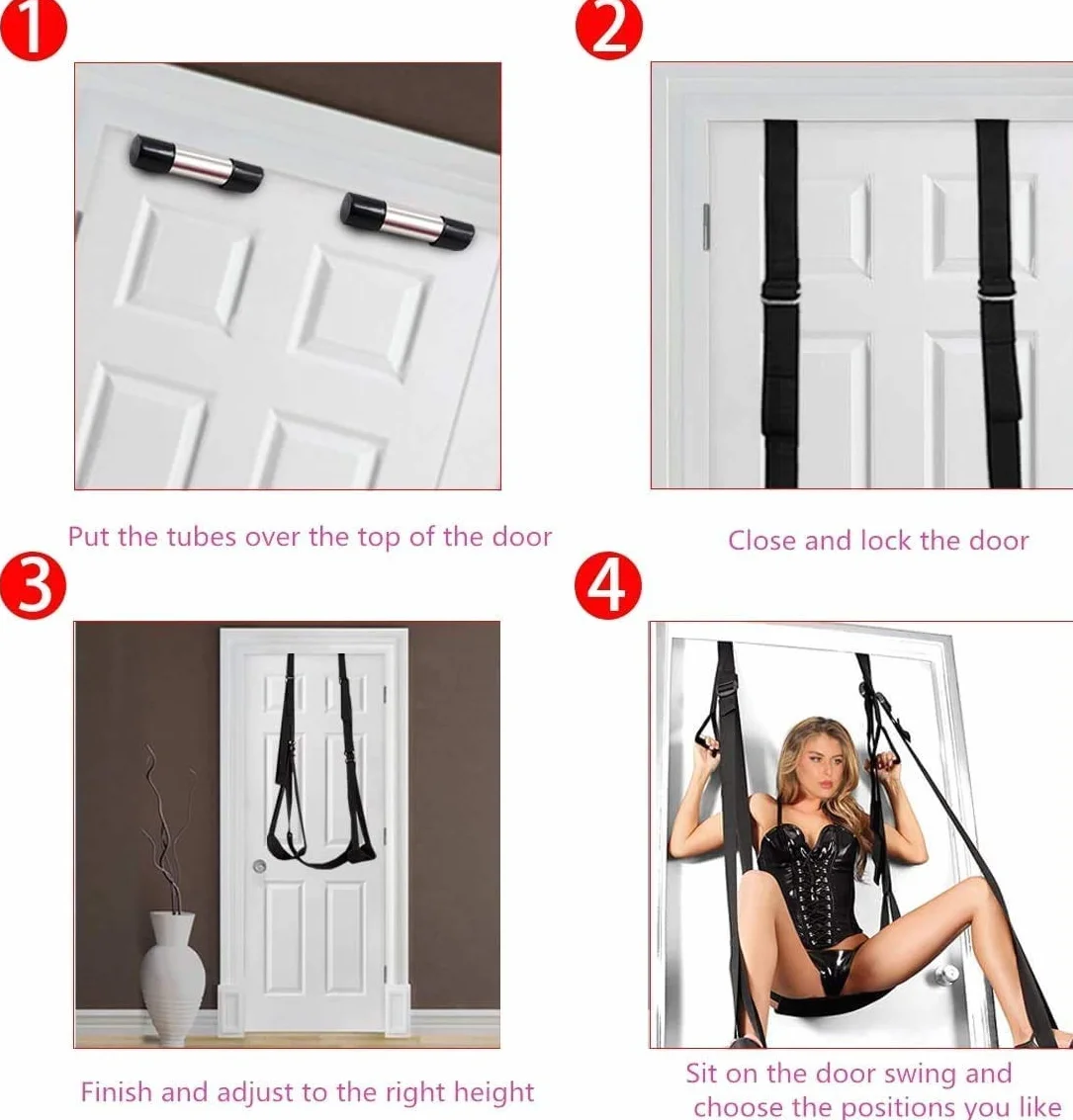 Siège à suspension epaisśié en sandwich à la porte harnais de yoga sans effort et pratique Šêssô Šêxy Šêx Toysper Costume de couple de musculation balançoire šêxuelle adulte P3P6 Noir