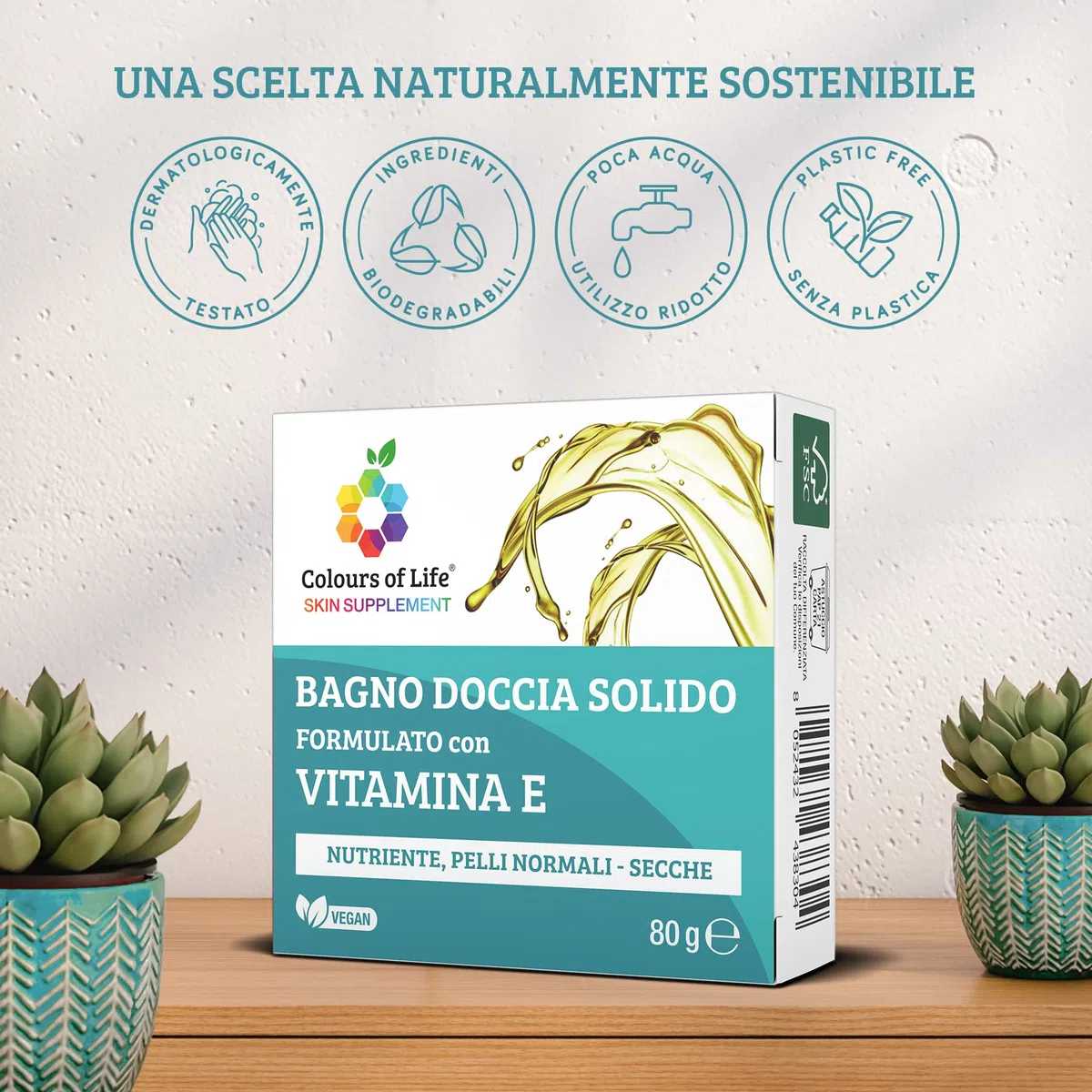 Colours of Life SKIN SUPPLEMENT - Bagno doccia solido VITAMINA E, 80 g