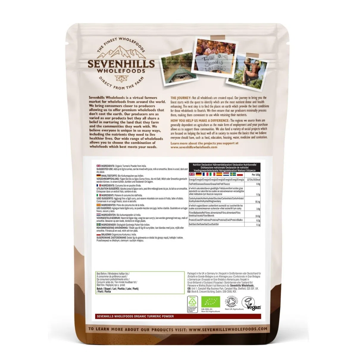 Sevenhills Wholefoods Poudre De Curcuma Crue Bio 1kg