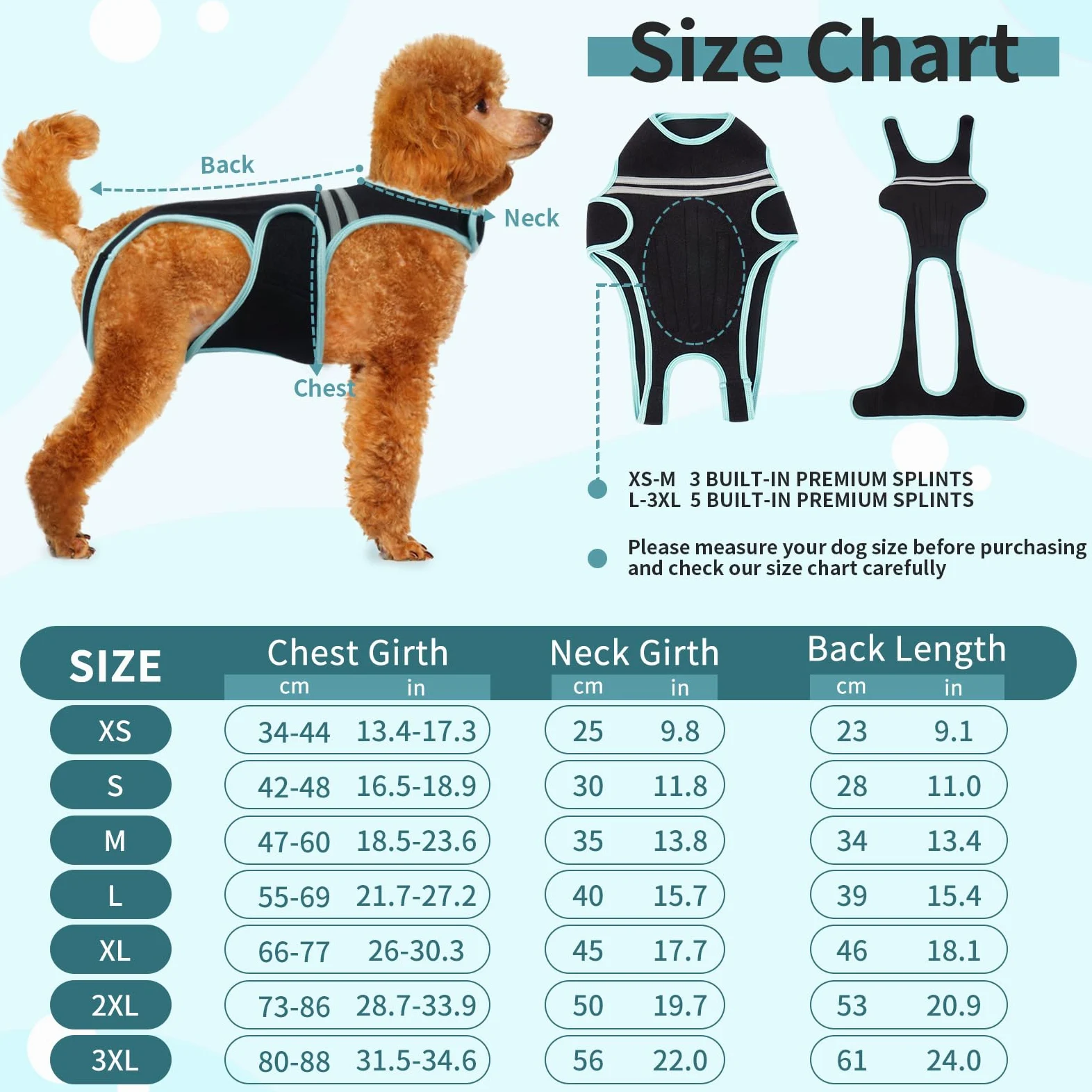 Support Dorsal pour Chien, Protection Dorsale Aide À La Récupération et À La Rééducation des Blessures(M)