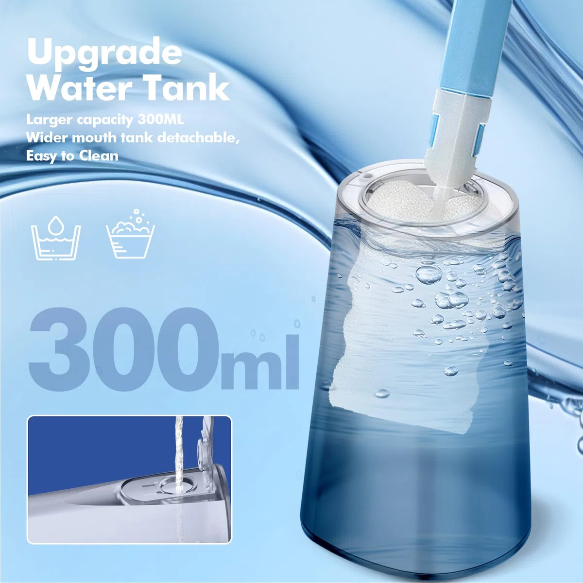 Bezvoi Jet Dentaire Hydropulseur Irrigateur Oral: 5 Modes, Rechargeable et Étanche IPX7, Réservoir d'eau 300 ml Vainqueur du Test, Idéal pour bucco-dentaire, Blanc
