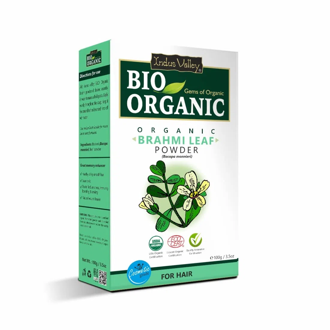 Indus Valley Bio Organic Brahmi Herbs Powder for Hair Nourishment (Bacopa monnieri)- Natural & 100% Pure