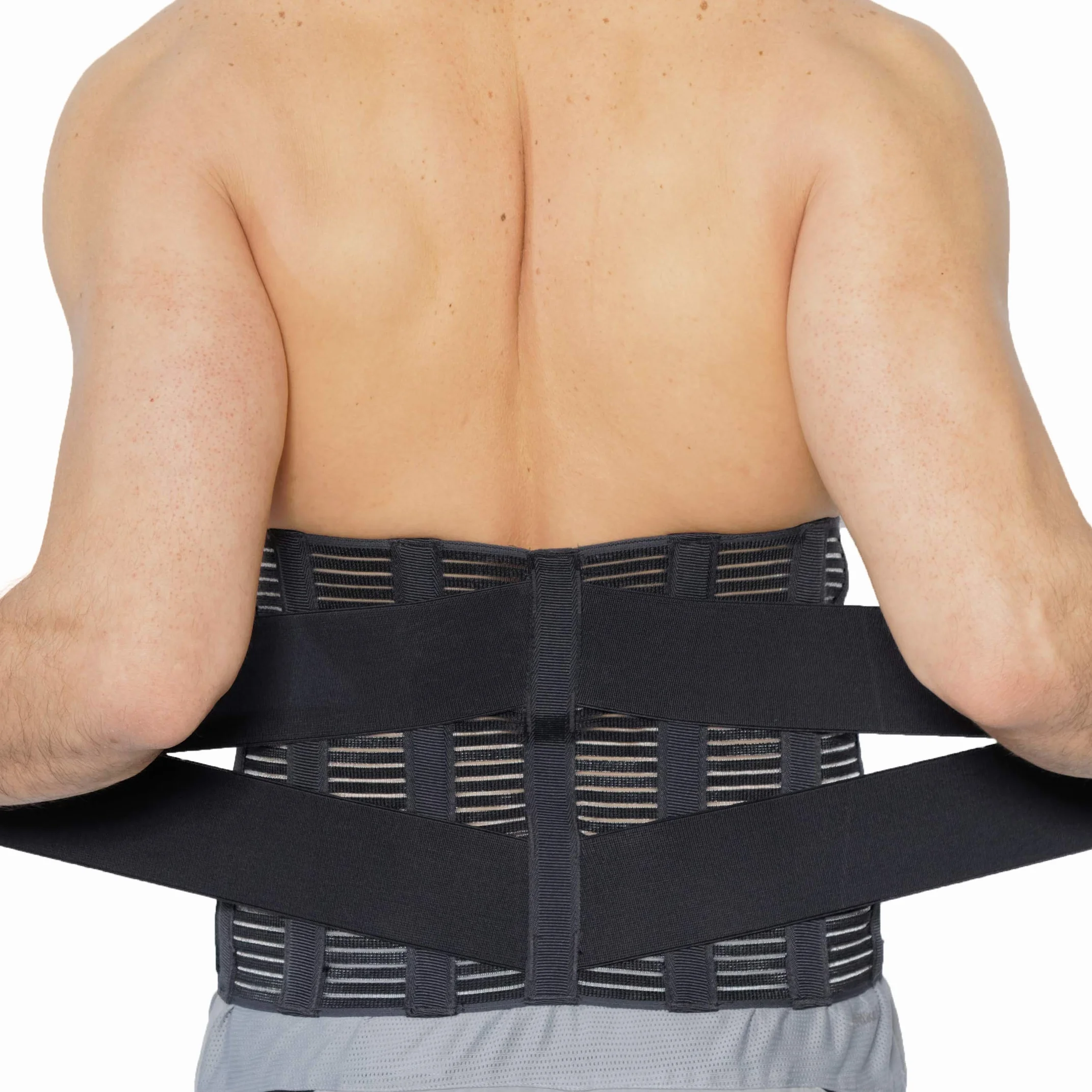 NEOtech Care Ceinture lombaire avec sangles de compression doubles - Support bas du dos EXTRA-LARGE (25CM de haut) - Bande soutien posture (Couleur charbon, Taille L)