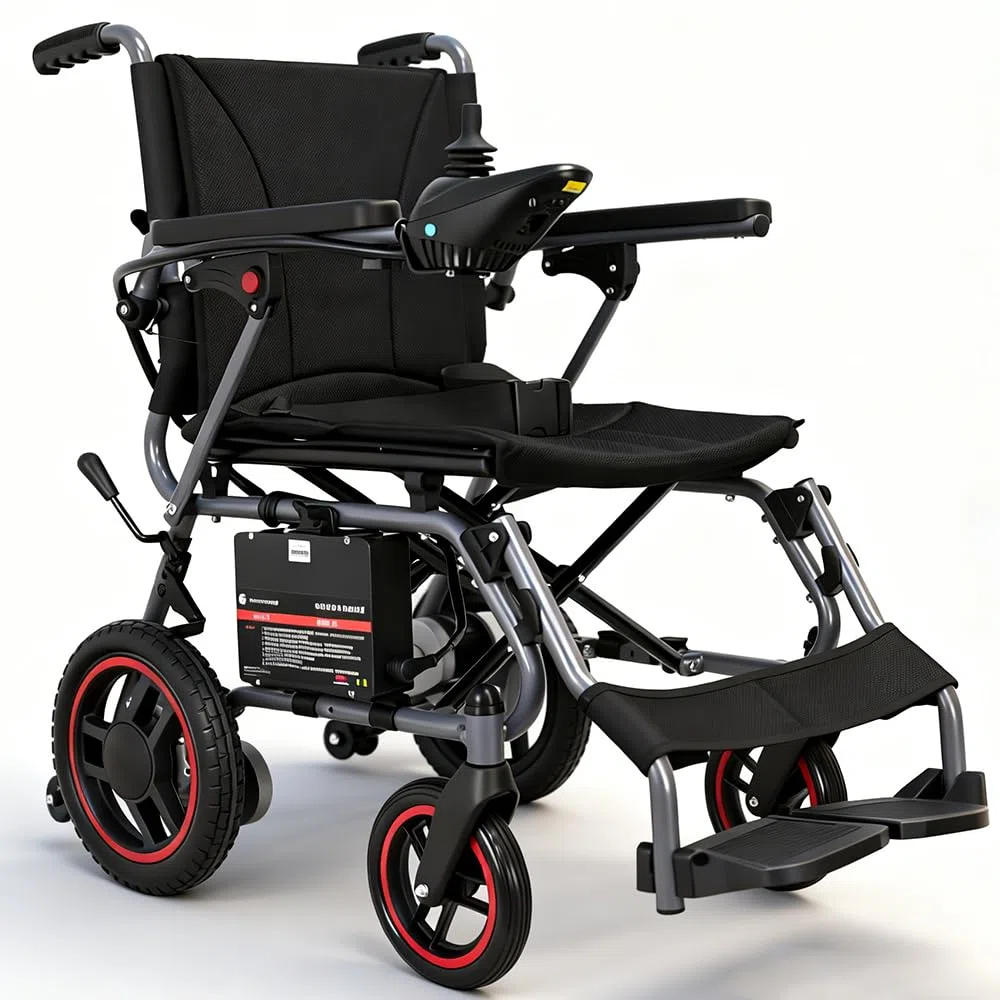 19kg Fauteuil roulant électrique pliable pour adultes, autonomie de 20 km, Fauteuil Roulant Électrique Tout-Terrain Pour Personnes Âgées, Supporte Jusqu’à 150Kg, Noir