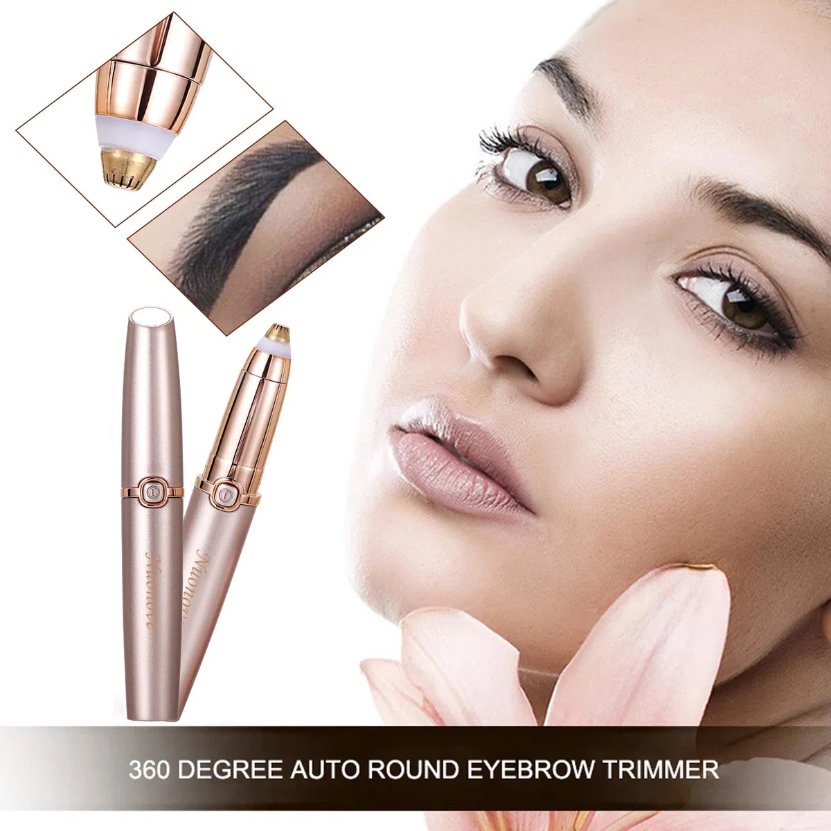 Epilateur Sourcil, Eyebrow Trimmer, Épilateur Sourcils, Rasoir Sourcil Femme, Epilation Visage Tondeuse Femme,Epilateur Visage Construit en Lumière, Cheveux D'épilation doux