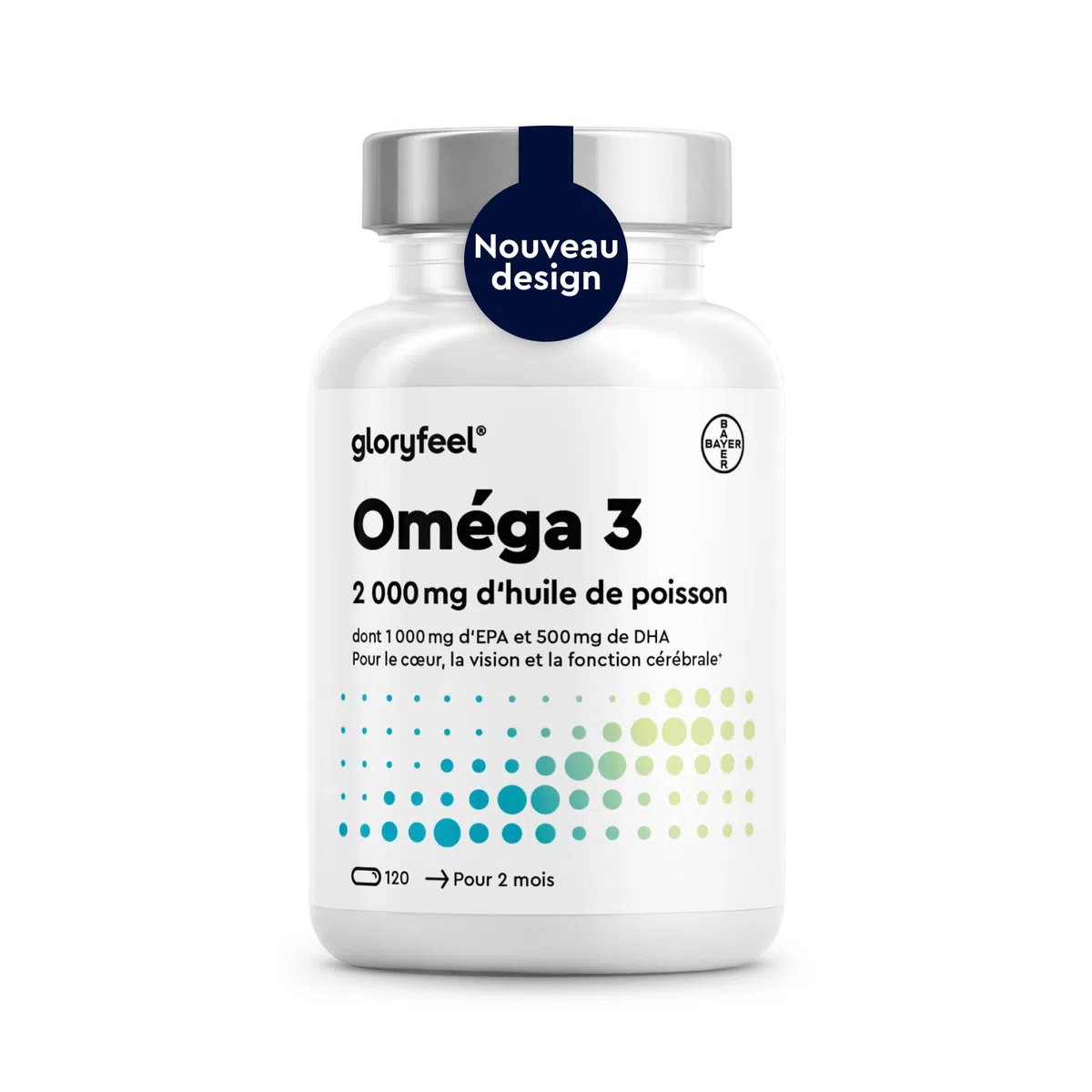 Omega 3 2000 mg Huile de Poissons Sauvages, Oméga 3 sous Forme Triglycérides Réestérifiées rTG, 1000mg EPA + 500mg DHA, Gélules Fortement Dosées, Source d'Acides Gras Essentiels, Sans Odeur