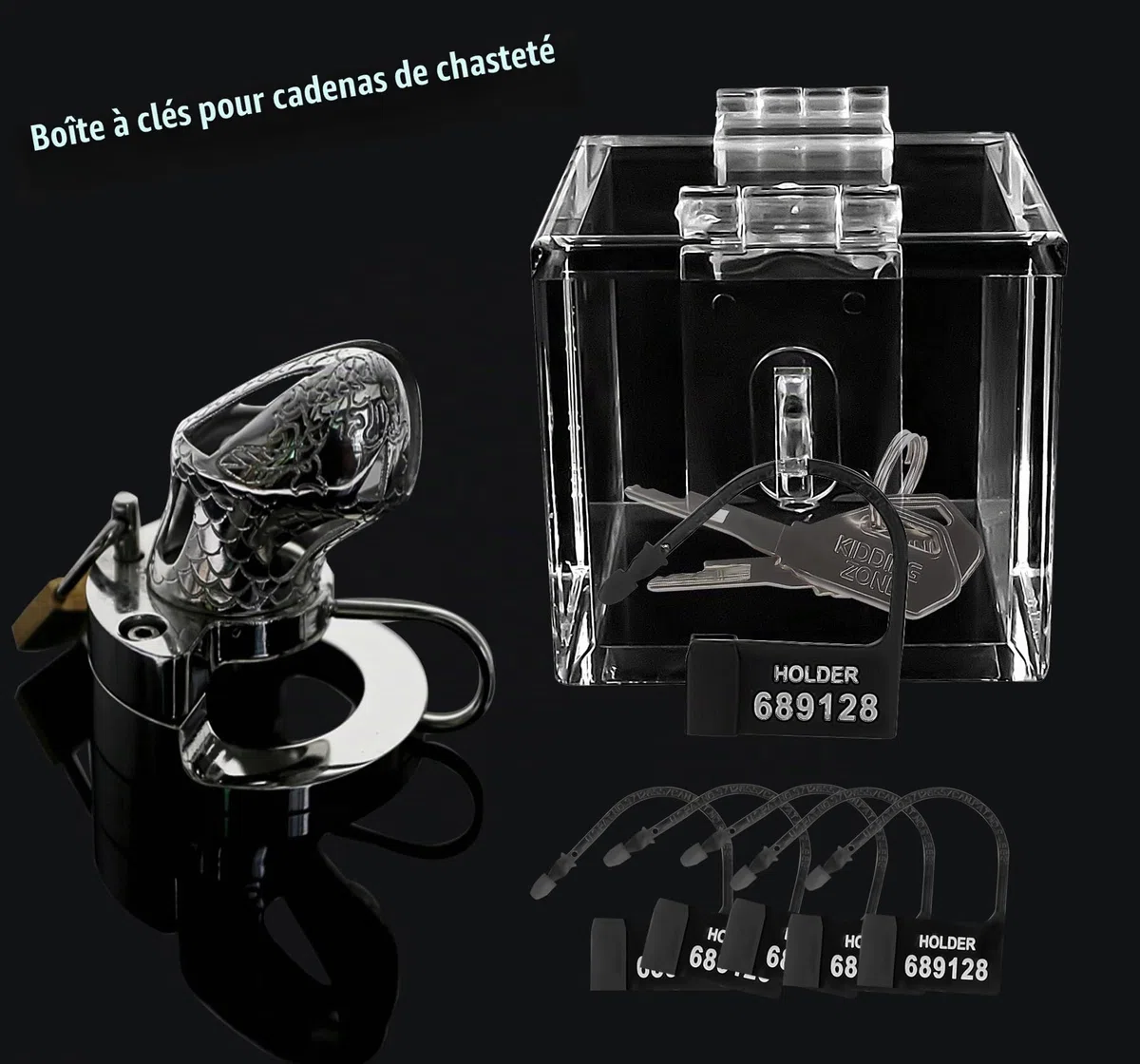 MFMYEE Coffre-fort à clés pour cage de chasteté BDSM, porte-clés de chasteté transparent, boîte acrylique pour jeu de chasteté, jouet sexy multifonctionnel avec verrou anti-infidélité (Transparent)