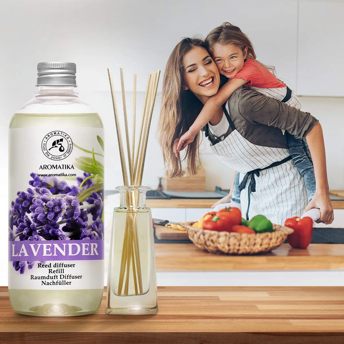 Recharge pour Diffuseur Lavande 500ml - Huile Essentielle Naturelle Lavande - Diffuseur Parfum Maison - Parfum Frais et de Longue Durée - Aromathérapie - Assainisseurs de Air
