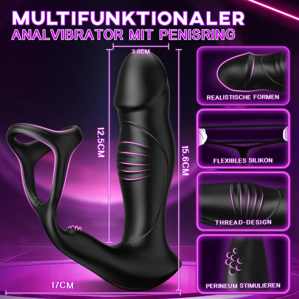 Analvibratoren für Mann Prostata Stimulation Männer mit Penisring 9 Schwungmodi & Rollkugeln-Stoßfunktion 9 Vibrationen Analplug Sex Spielzeug für die Männer Anal Vibrator Anal dildo Sex toys