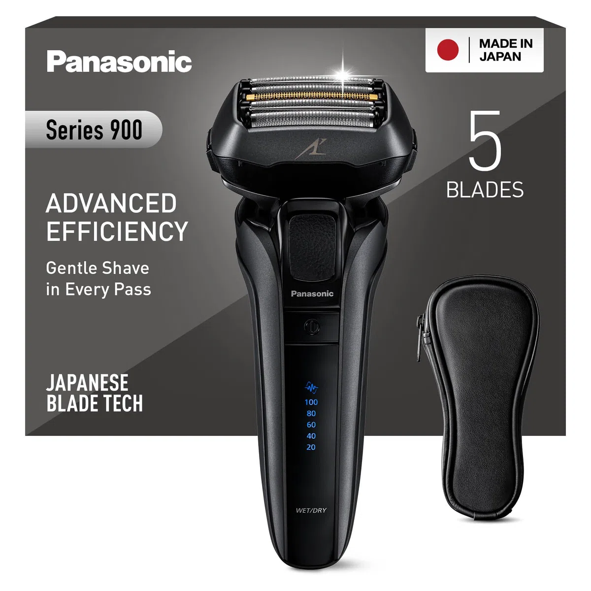 Panasonic ES-LV6U-K803 Rasoir Électrique 5-Lames Pour Hommes, Rasoir Sans Fil Humide Et Sec, Rasoir Électrique Avec Nettoyage Automatique, Tête De Rasoir Flexible Et Capteur De Barbe Réactif.