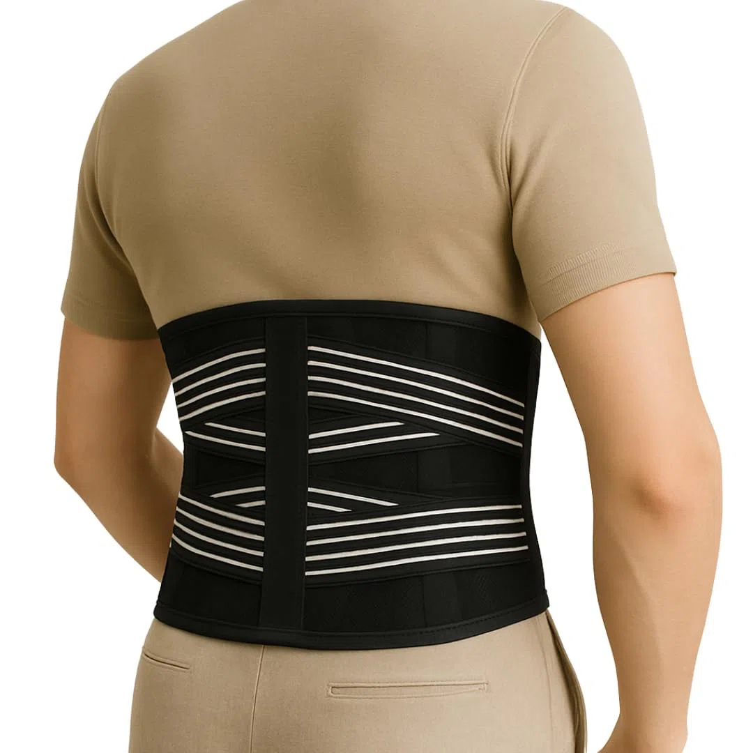 Ceinture Lombaire de soutien lombaire RÉGLABLE HOMME et FEMME pour soulager le Dos | Idéale pour le Travail ou le sport | 4 Ressorts, Taille S à XL | Parfaite pour Sciatique