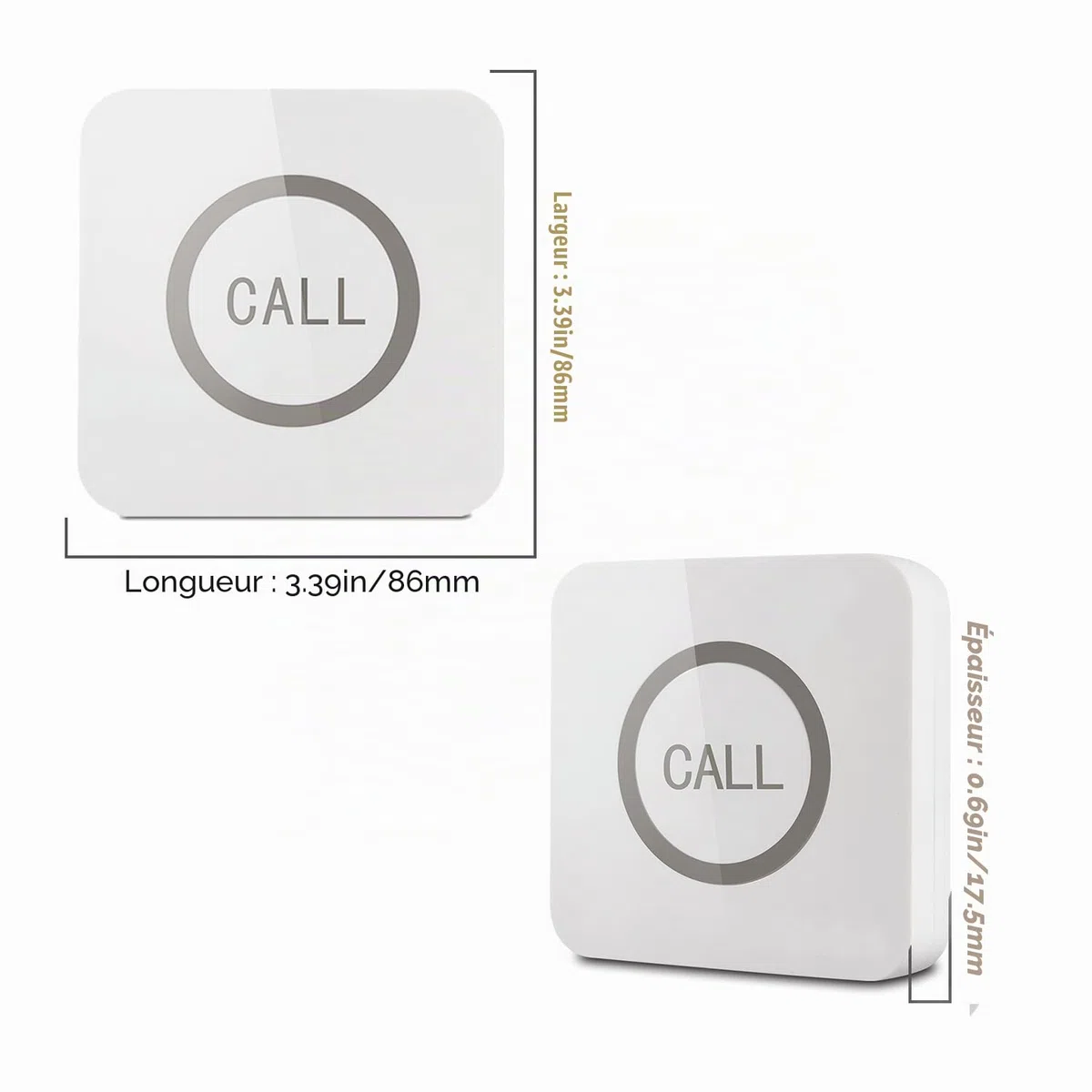 ALIBELL 2 Boutons d'Appel pour Le Système de Restaurant, Récepteur Requis | Boutons d'Appel sans Fil Étanches pour Serveur, pour Restaurants, pour Hôtels, pour Cafés et pour Bars