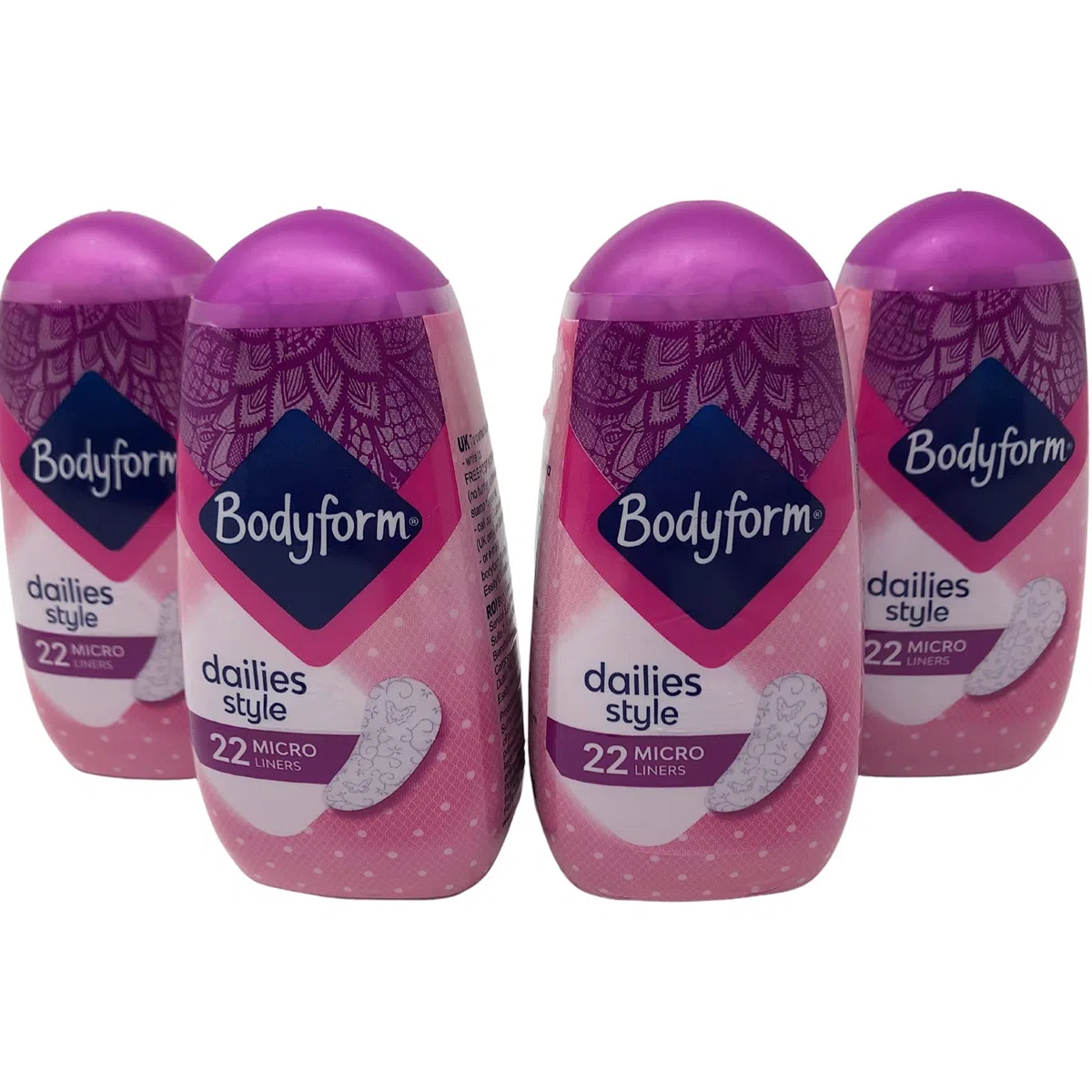 Bodyform Micro Liners Style Quotidien Protège-Slips Discrets pour Femme, Lot de 4 Paquets de 22 Serviettes Hygiéniques, Total de 88 Doublures