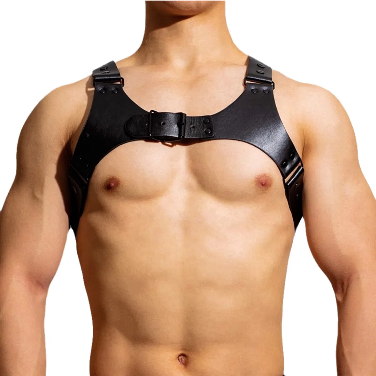 Harnais en Cuir pour Homme avec Bretelles Réglables Demi Harnais Ceinture De Poitrine Boucles D'Intérêt Gay Clubwear Costume Muscle Sling