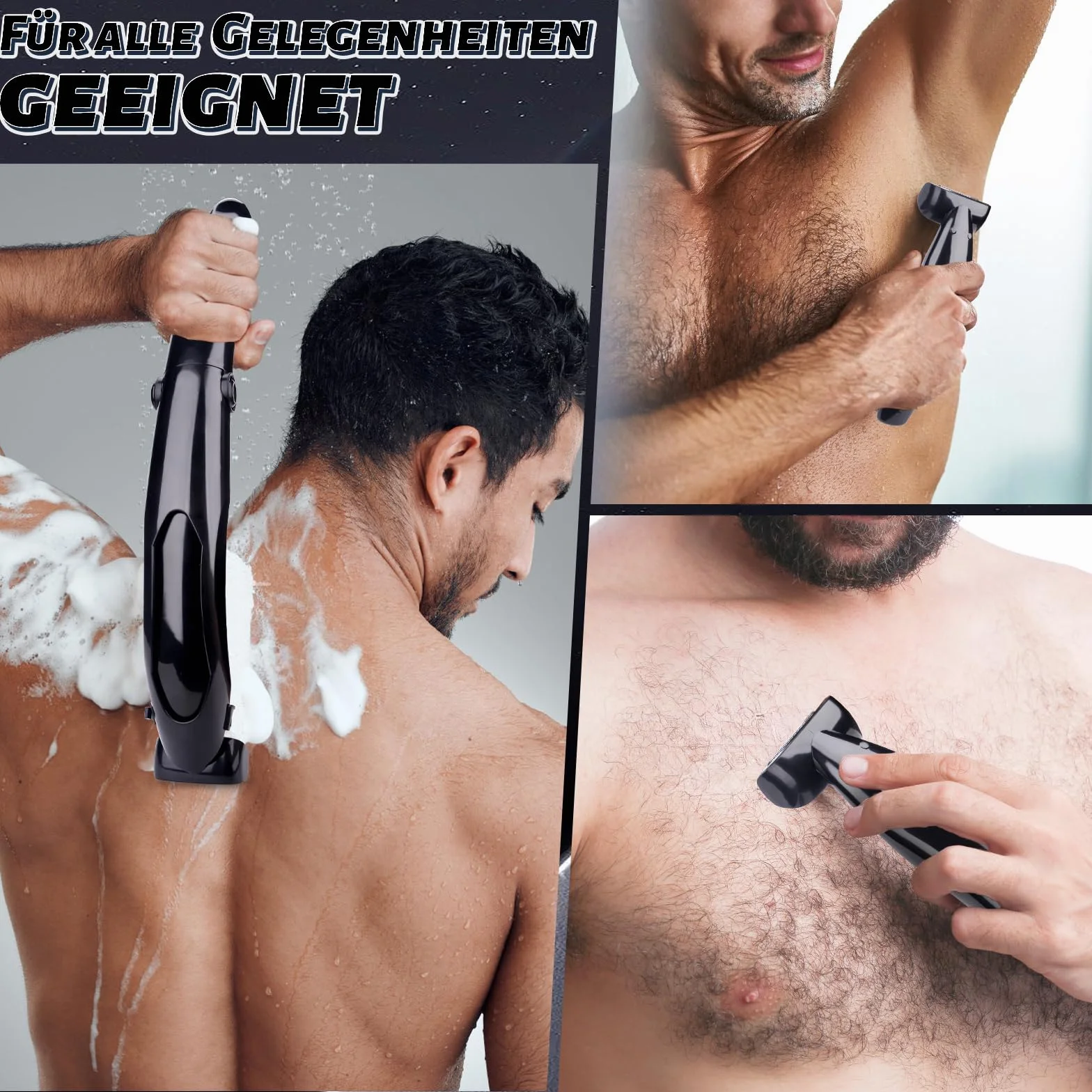 Tondeuse de Dos pour Hommes, Rasoir pour le Dos, Utilisation Humide et Sèche, Rafale de Puissance, Rasoir électrique pour le Dos avec Poignée Amovible, Tondeuse pour le Corps pour Hommes