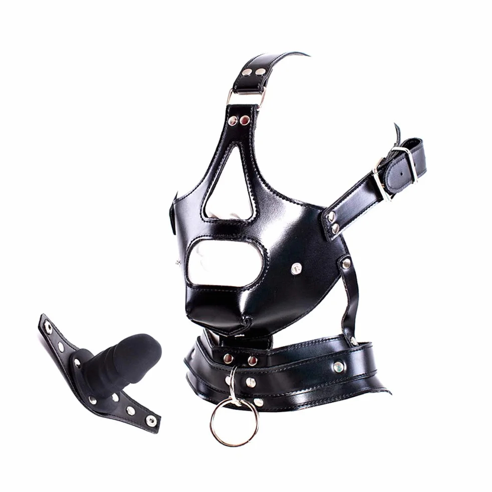 SXOVO SM Capot de tête avec Bouche Bâillon Capot de tête Bondage à Capuche en Cuir Réglable Jouets Sexuels Esclaves Fétichistes érotiques pour Couples